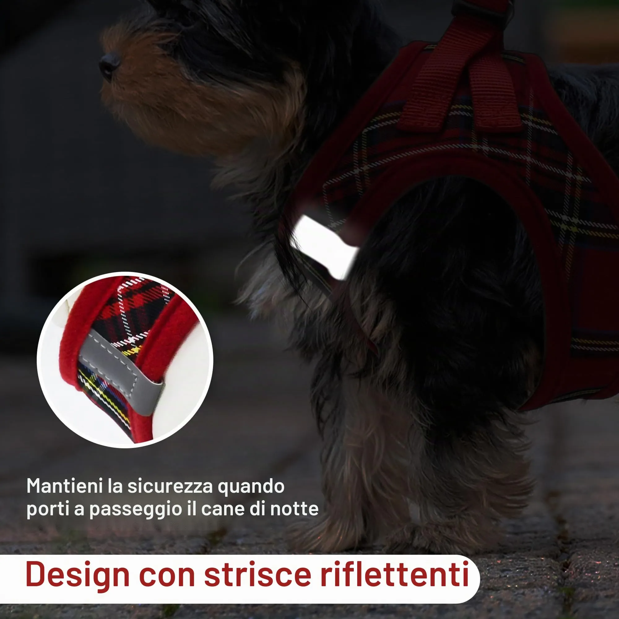 Pawsailor Pettorina Cane Taglia Piccola con Guinzaglio Anti-tiro Rosso M - immagine 5