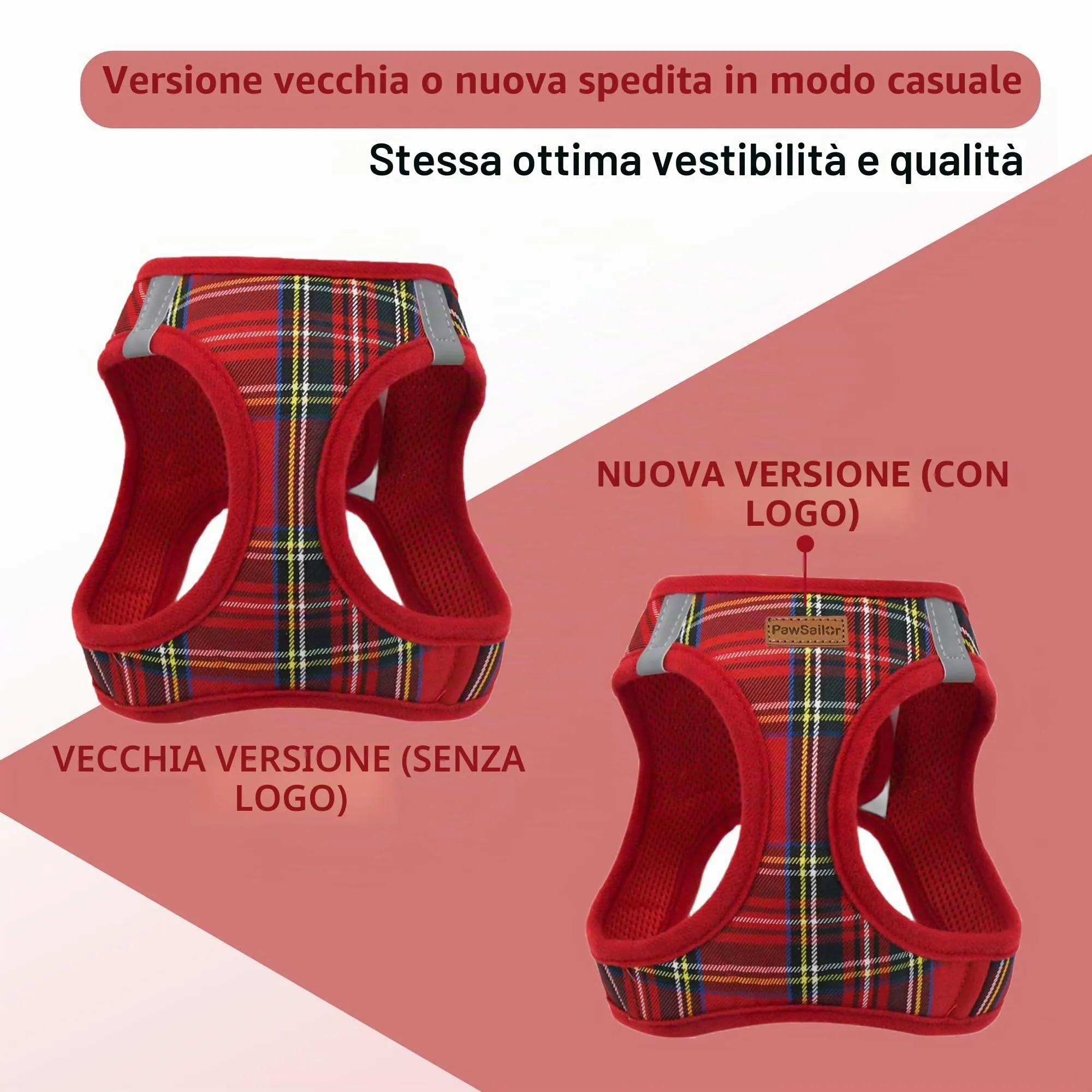 Pawsailor Pettorina Cane Taglia Piccola con Guinzaglio Anti-tiro Rosso M - immagine 7