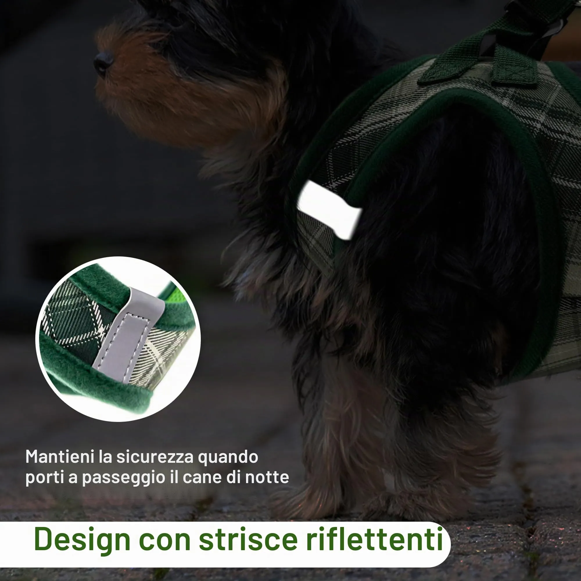 Pawsailor Pettorina Cane Taglia Piccola con Guinzaglio Anti-tiro Verde S - immagine 5