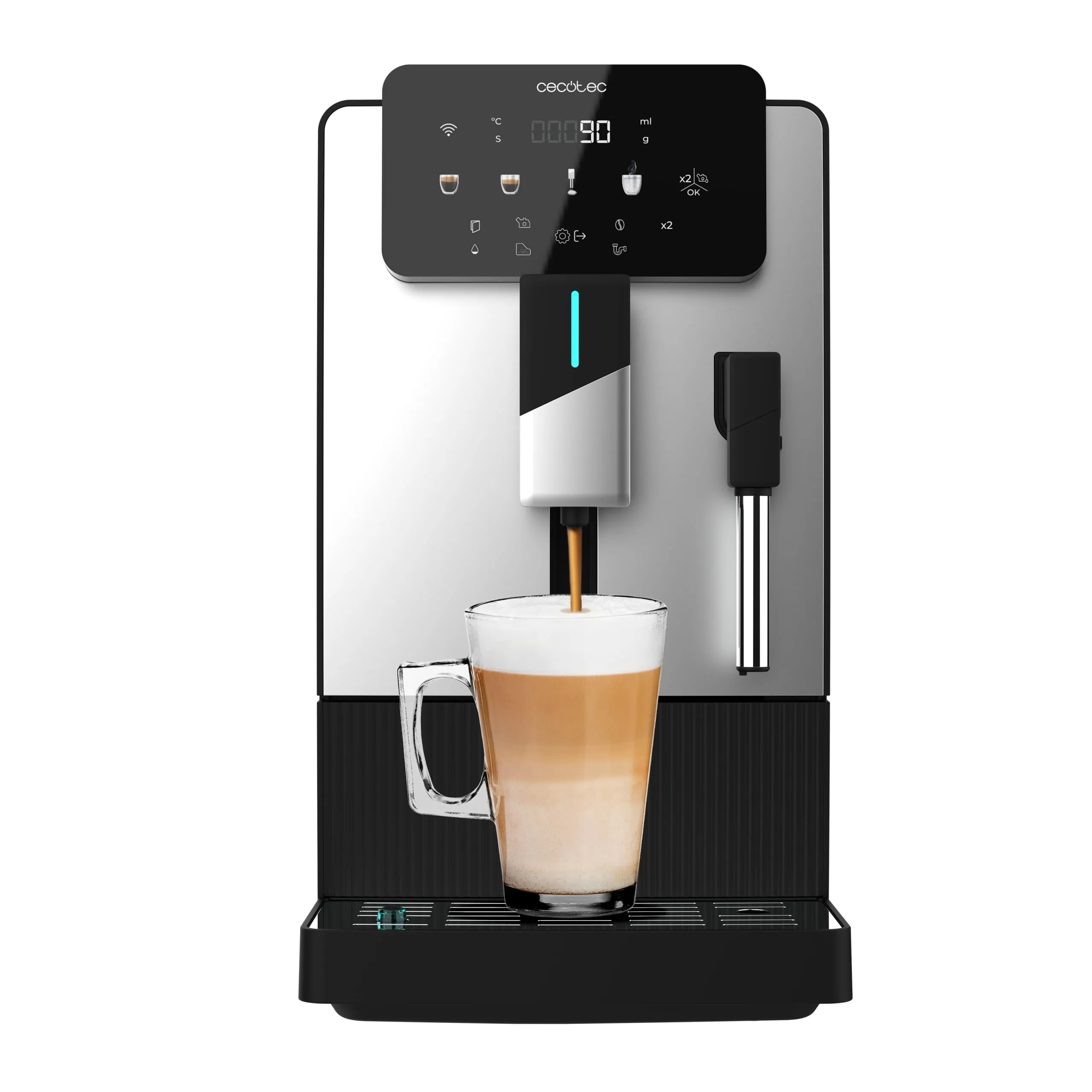Cecotec Macchina da Caffè Superautomatica Cremmaet Steam. 1350W, 19Bar, 5 Livelli Macinatura, Serbatoio Chicchi 150g, Acqua 1.1L, Thermoblock, Vaporizzatore, Pulizia Automatica, Pannello Tattile - immagine 1