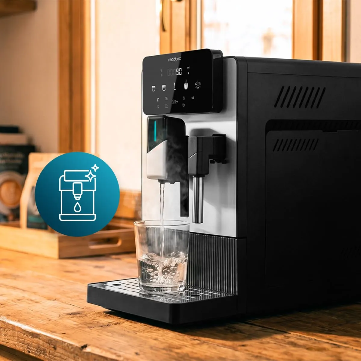 Cecotec Macchina da Caffè Superautomatica Cremmaet Steam. 1350W, 19Bar, 5 Livelli Macinatura, Serbatoio Chicchi 150g, Acqua 1.1L, Thermoblock, Vaporizzatore, Pulizia Automatica, Pannello Tattile - immagine 8