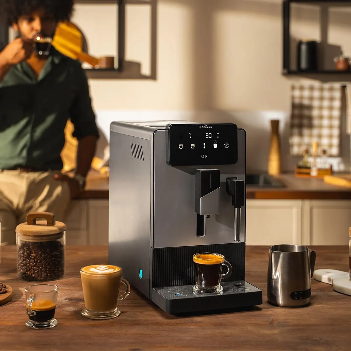 Cecotec Macchina da Caffè Superautomatica Cremmaet Steam. 1350W, 19Bar, 5 Livelli Macinatura, Serbatoio Chicchi 150g, Acqua 1.1L, Thermoblock, Vaporizzatore, Pulizia Automatica, Pannello Tattile - immagine 9