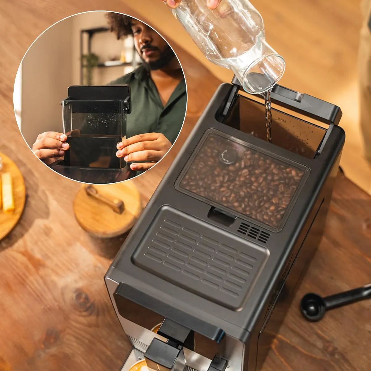 Cecotec Macchina da Caffè Superautomatica Cremmaet Steam. 1350W, 19Bar, 5 Livelli Macinatura, Serbatoio Chicchi 150g, Acqua 1.1L, Thermoblock, Vaporizzatore, Pulizia Automatica, Pannello Tattile - immagine 11