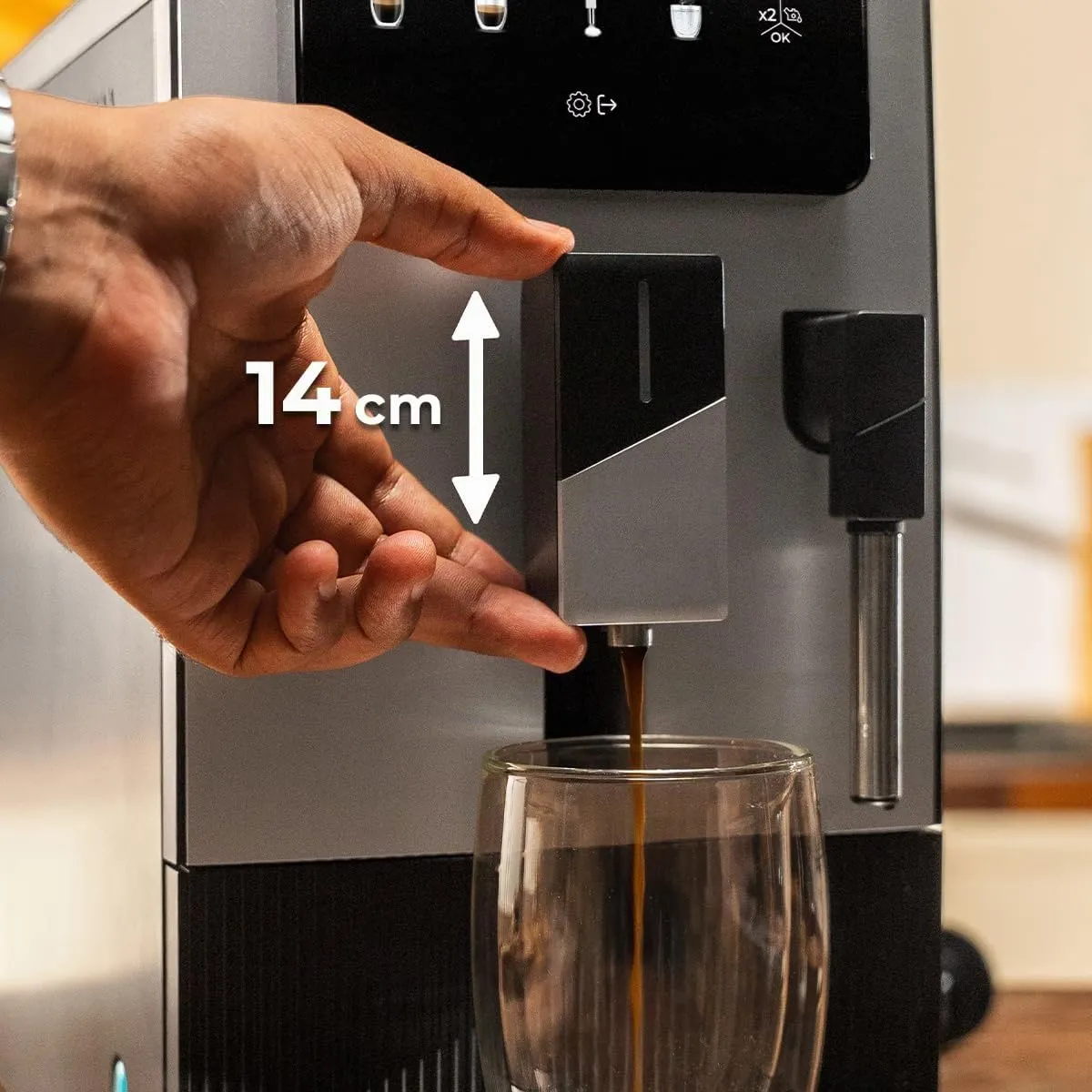 Cecotec Macchina da Caffè Superautomatica Cremmaet Steam. 1350W, 19Bar, 5 Livelli Macinatura, Serbatoio Chicchi 150g, Acqua 1.1L, Thermoblock, Vaporizzatore, Pulizia Automatica, Pannello Tattile - immagine 12