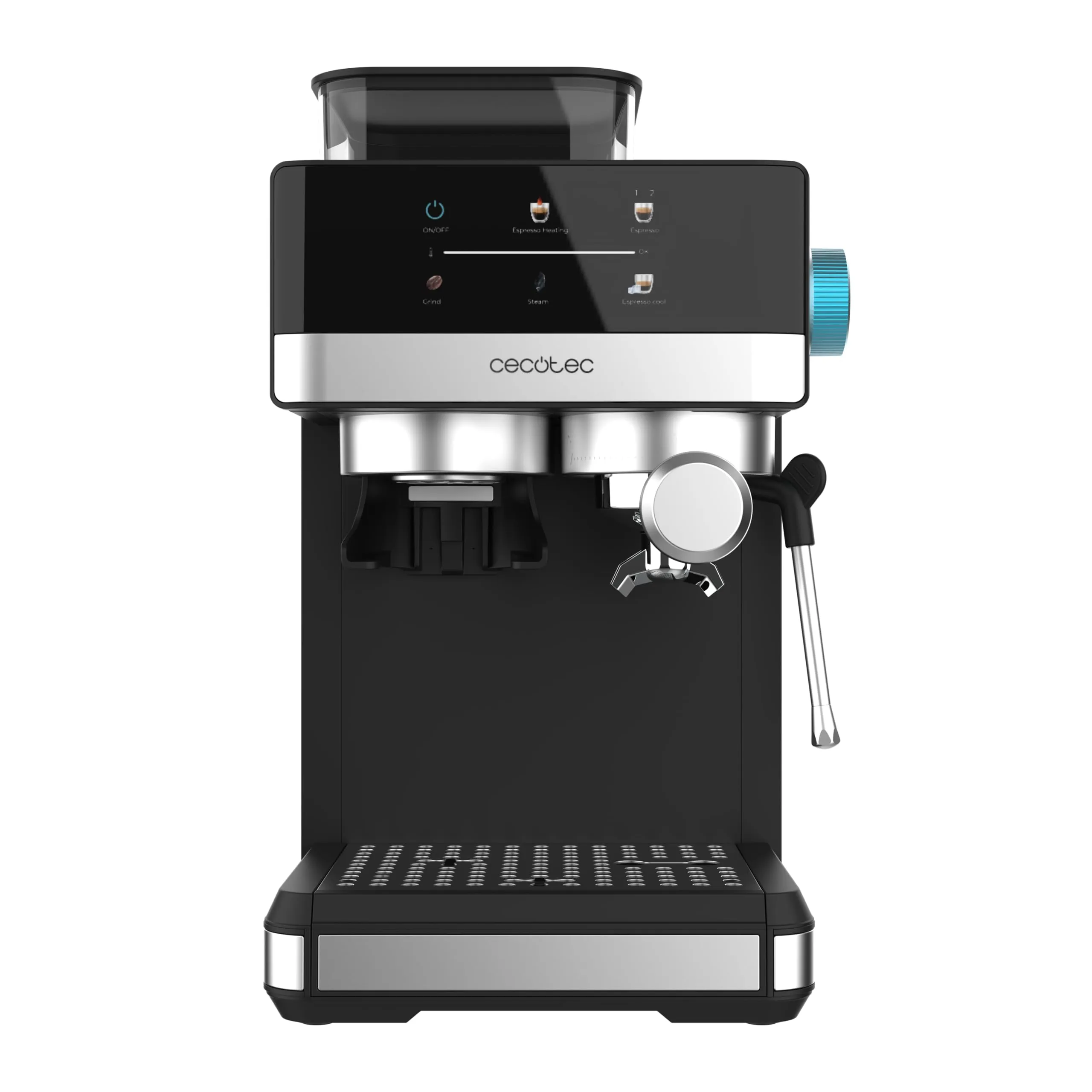 Cecotec Macchine da Caffè Espresso Power Espresso 20 Grind. 1350W, 20Bar, Caffè con Vapore, 2 Tazze, Schermo Tattile, Macinacaffè, Serbatoio Caffè 150g, Acqua 1.7L, Schiumatore, Thermoblock, Sicurezza - immagine 2