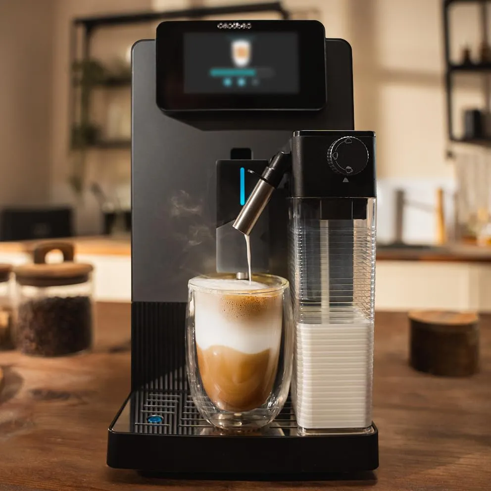 Cecotec Macchina da Caffè Superautomatica Cremmaet Latte Touch. 19Bar, Thermoblock, 12 Bevande, 4 Profili, Acqua 1.1L, 400ml Latte, Schermo TFT, Macinino Conico, Pulizia Automatica, Altezza Regolabile - immagine 4