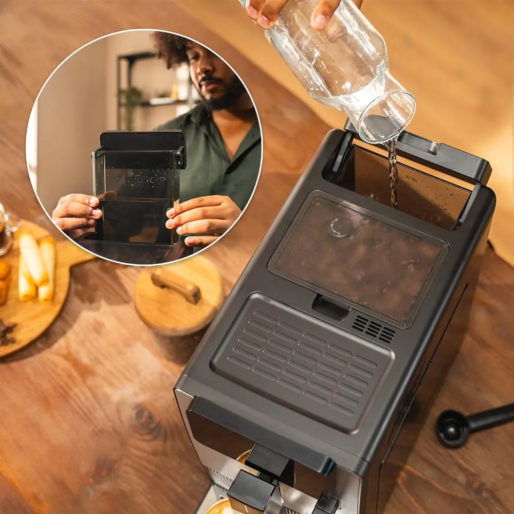 Cecotec Macchina da Caffè Superautomatica Cremmaet Latte Touch. 19Bar, Thermoblock, 12 Bevande, 4 Profili, Acqua 1.1L, 400ml Latte, Schermo TFT, Macinino Conico, Pulizia Automatica, Altezza Regolabile - immagine 8