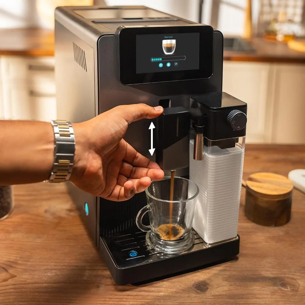 Cecotec Macchina da Caffè Superautomatica Cremmaet Latte Touch. 19Bar, Thermoblock, 12 Bevande, 4 Profili, Acqua 1.1L, 400ml Latte, Schermo TFT, Macinino Conico, Pulizia Automatica, Altezza Regolabile - immagine 9