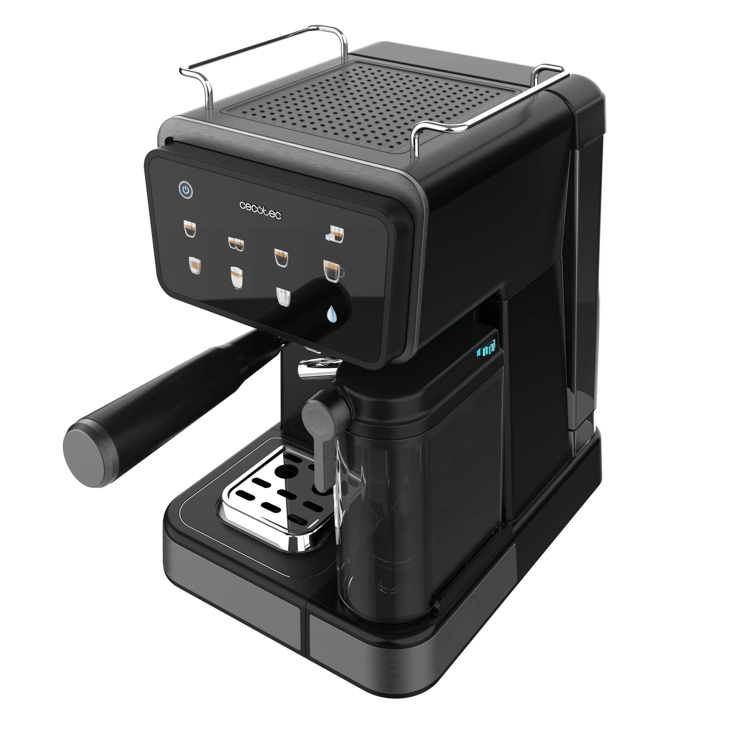 Cecotec Macchine da Caffè Espresso Semiautomatiche Power Espresso Touch ColdBrew Latte. 1350W, 20 Bar, Freddo, Tiepido, Caldo, Schermo Tattile, Serbatoio Acqua 1.5L, Latte 500ml, Doppio Braccio - immagine 3