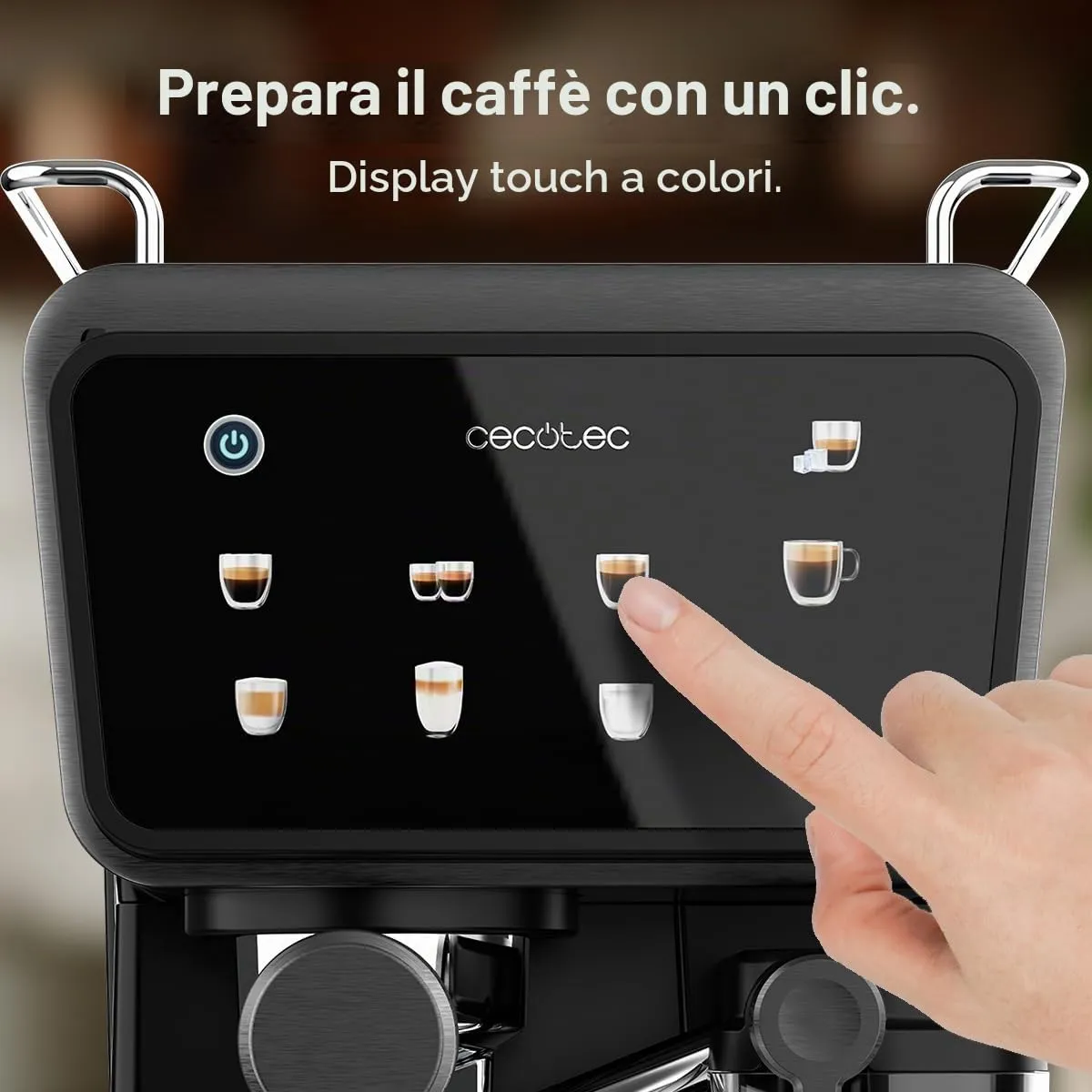 Cecotec Macchine da Caffè Espresso Semiautomatiche Power Espresso Touch ColdBrew Latte. 1350W, 20 Bar, Freddo, Tiepido, Caldo, Schermo Tattile, Serbatoio Acqua 1.5L, Latte 500ml, Doppio Braccio - immagine 5