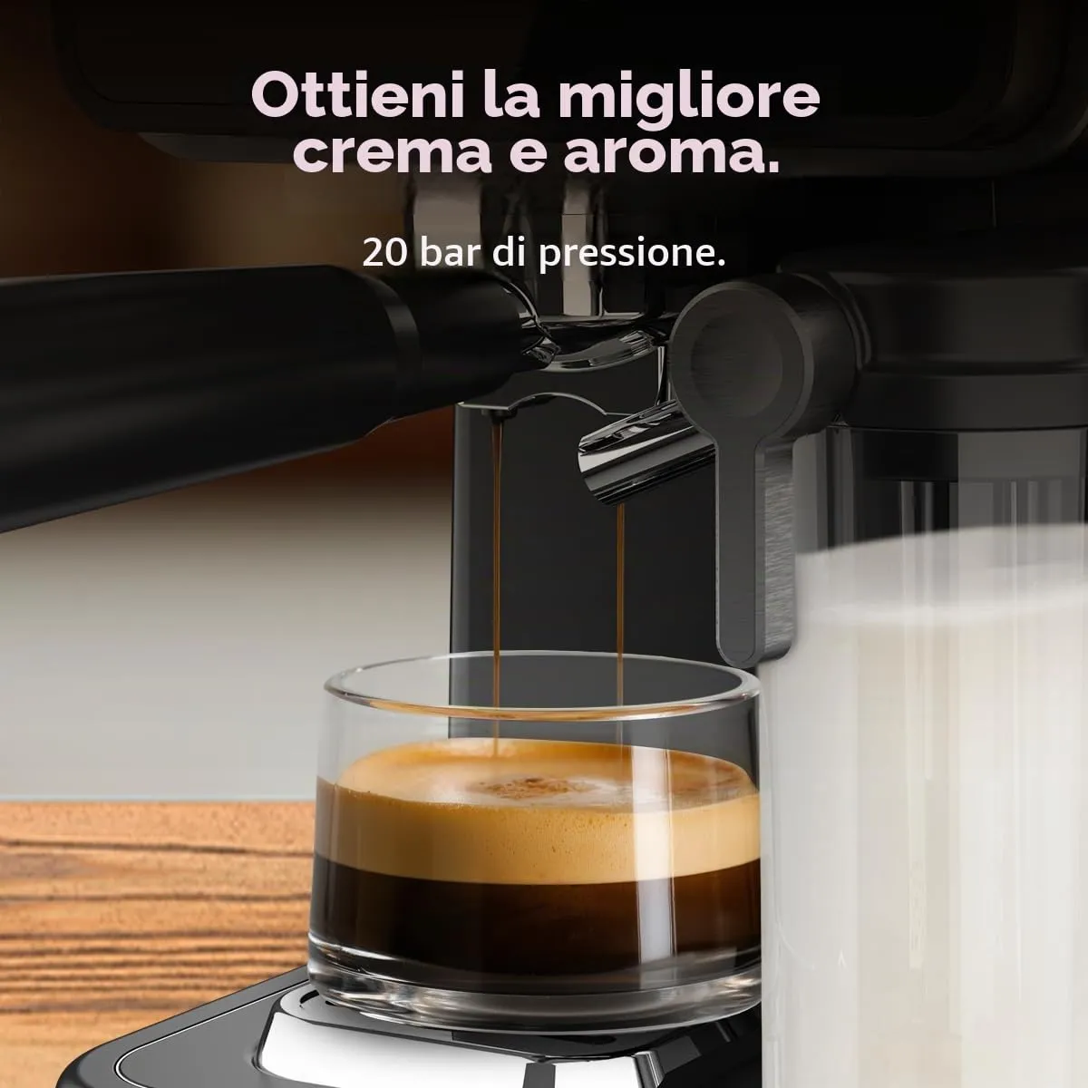 Cecotec Macchine da Caffè Espresso Semiautomatiche Power Espresso Touch ColdBrew Latte. 1350W, 20 Bar, Freddo, Tiepido, Caldo, Schermo Tattile, Serbatoio Acqua 1.5L, Latte 500ml, Doppio Braccio - immagine 6