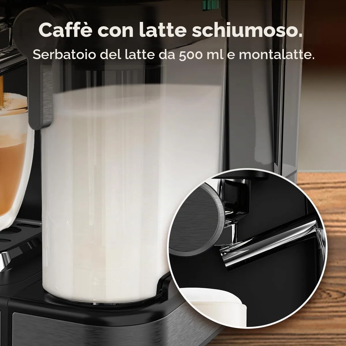 Cecotec Macchine da Caffè Espresso Semiautomatiche Power Espresso Touch ColdBrew Latte. 1350W, 20 Bar, Freddo, Tiepido, Caldo, Schermo Tattile, Serbatoio Acqua 1.5L, Latte 500ml, Doppio Braccio - immagine 7