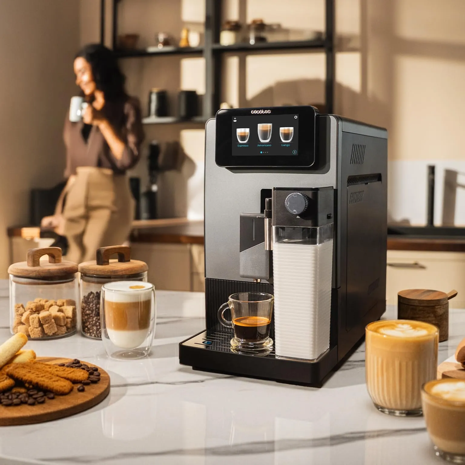 Cecotec Macchina Caffè Espresso Superautomatica Cremmaet Latte Art. 1500W, 19Bar, Thermoblock, 6 Bevande, Serbatoio Caffè 150g, Macinino Conico, Pulizia Automatica, Serbatoio Acqua 1.1L e Latte 400ml - immagine 2