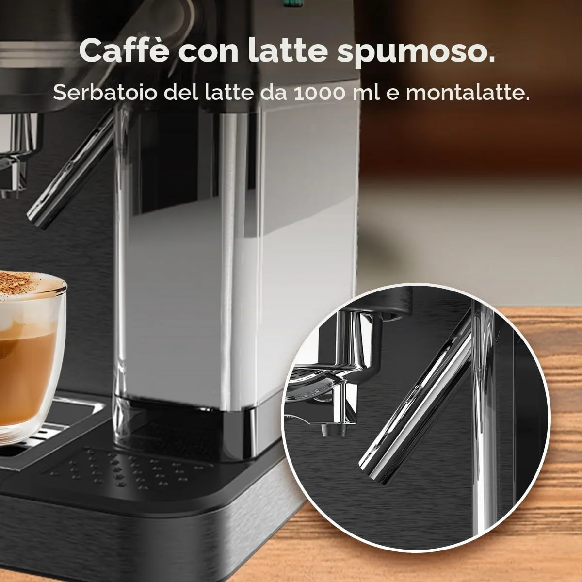 Cecotec Macchine da Caffè Espresso Semiautomatiche Cafelizzia ColdBrew Latte. 1350W, 20 Bar, ColdBrew, Schermo a Colori Tattile, Serbatoio Acqua 1.2L e 1000ml Latte, Scalda Tazze, Doppio Braccio - immagine 7