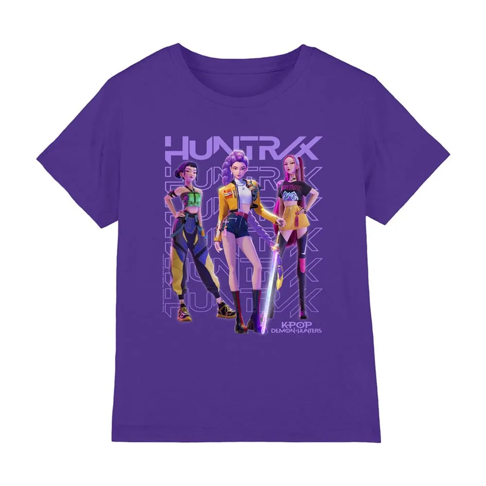 KPOP Demon Hunters Huntrix Huntrx Golden Trio Pose T-Shirt Bambini, Viola, 5–6 A - immagine 1