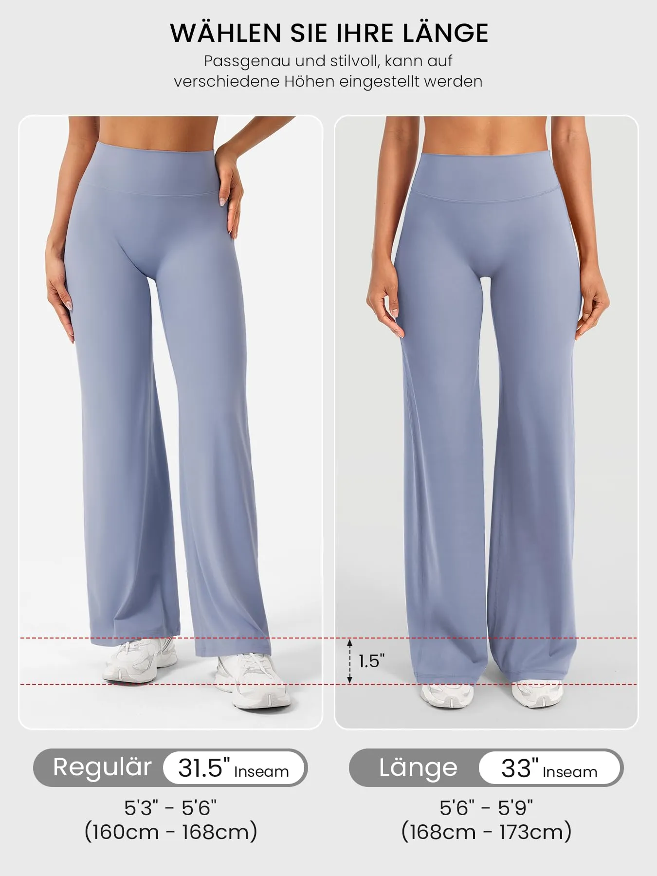 ZAAYO Leggings da donna senza cuciture, a vita alta, flared, leggings da yoga, sport, yoga, leggings da donna, palestra, yoga, pantaloni a zampa, Blu granito, XS - immagine 4