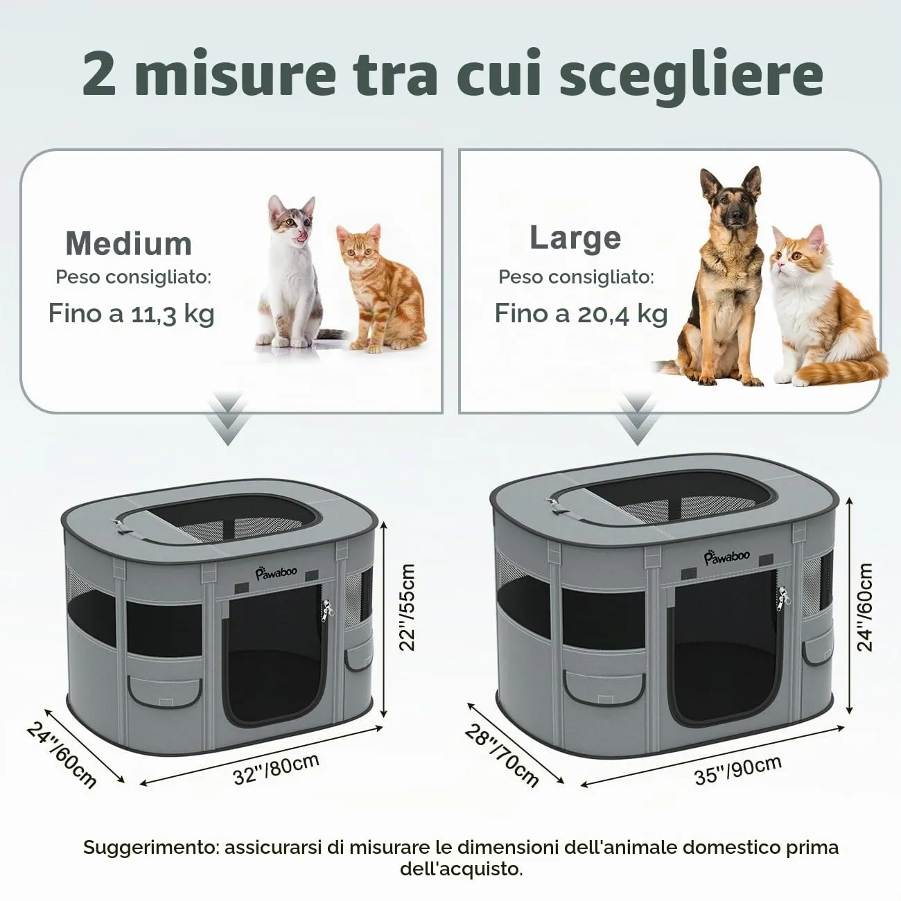 Pawaboo Recinto Portatile per Cani in Tessuto Oxford 600D, Carbone Grigio - immagine 2