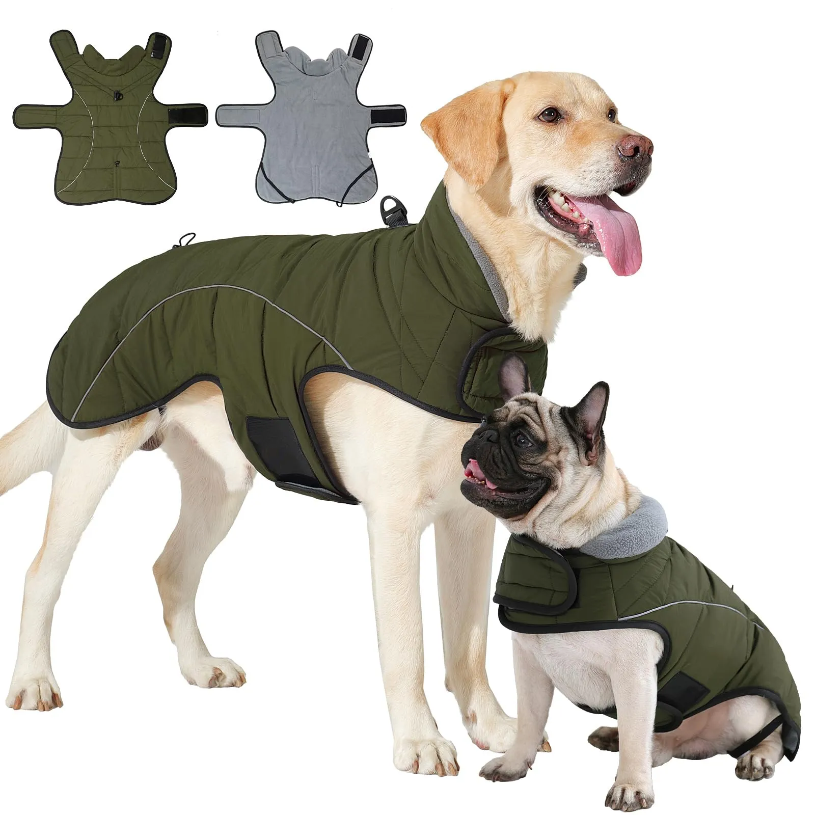 HEYWEAN Cappotto per cani Giacca impermeabile cane Cappotto invernale caldo con anello D Cappotti in pile cane Riflettente Impermeabile caldo Giacca invernale per cani di taglia piccola media e grande - immagine 1