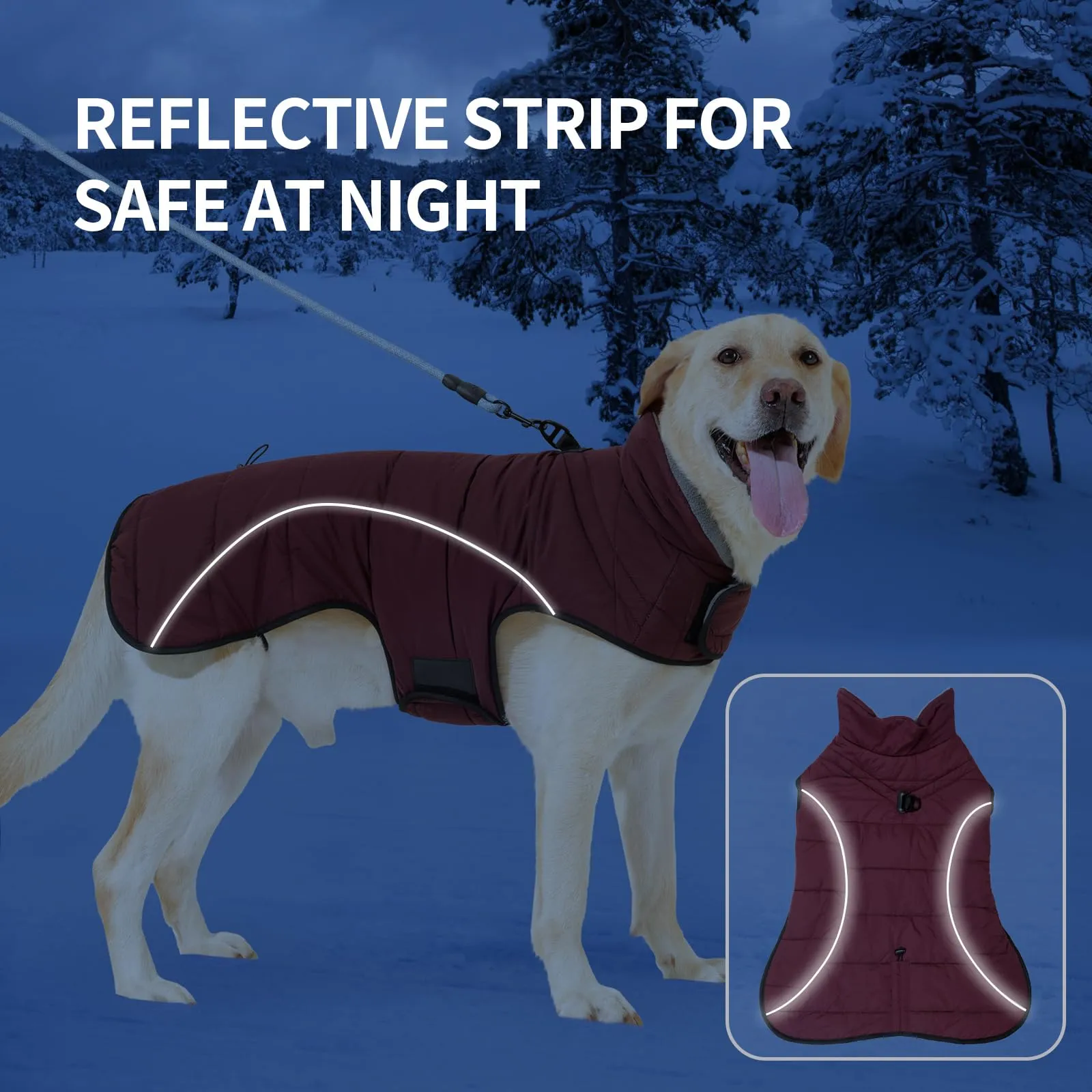 HEYWEAN Cappotto per cani Giacca impermeabile cane Cappotto invernale caldo con anello D Cappotti in pile cane Riflettente Impermeabile caldo Giacca invernale per cani di taglia piccola media e grande - immagine 5