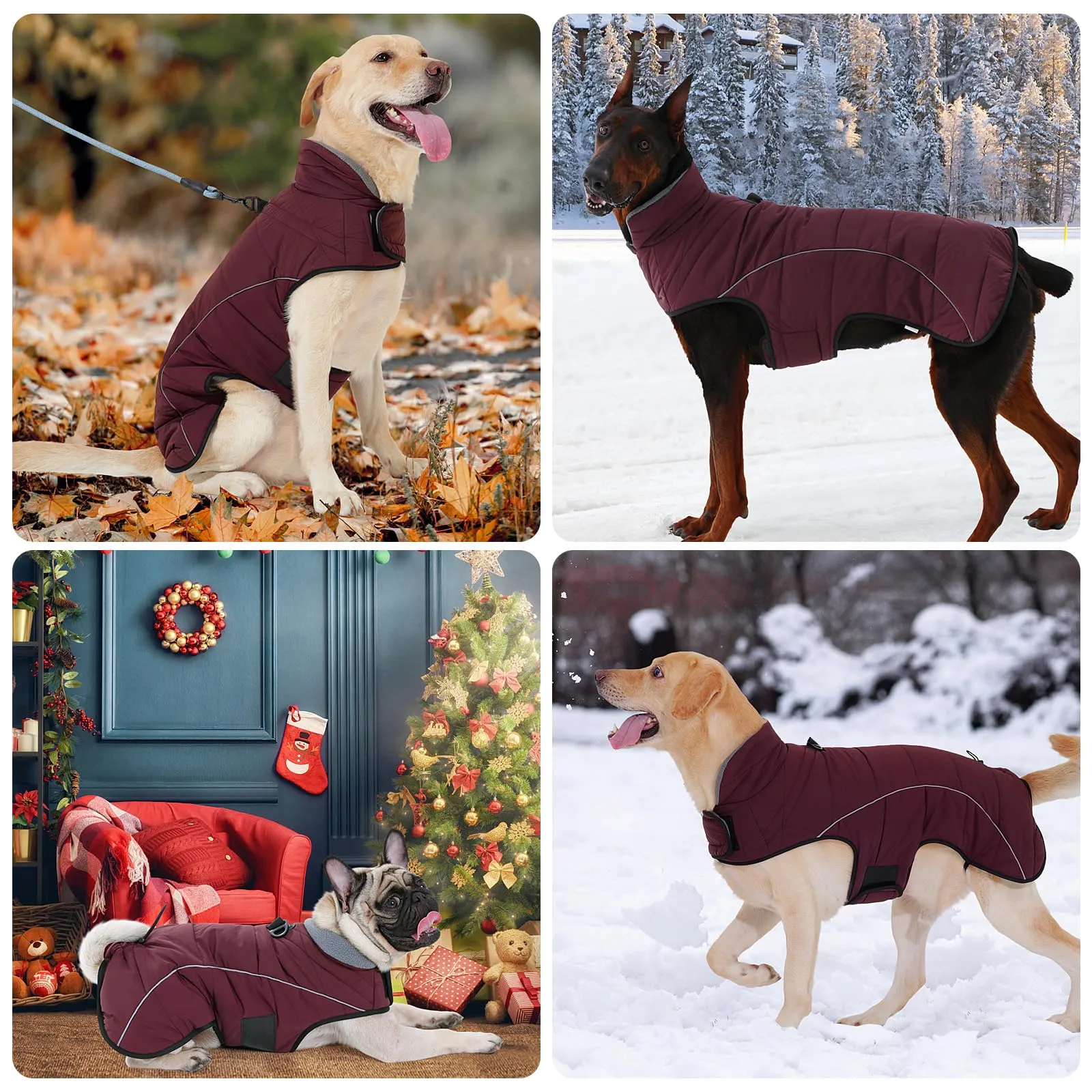 HEYWEAN Cappotto per cani Giacca impermeabile cane Cappotto invernale caldo con anello D Cappotti in pile cane Riflettente Impermeabile caldo Giacca invernale per cani di taglia piccola media e grande - immagine 7