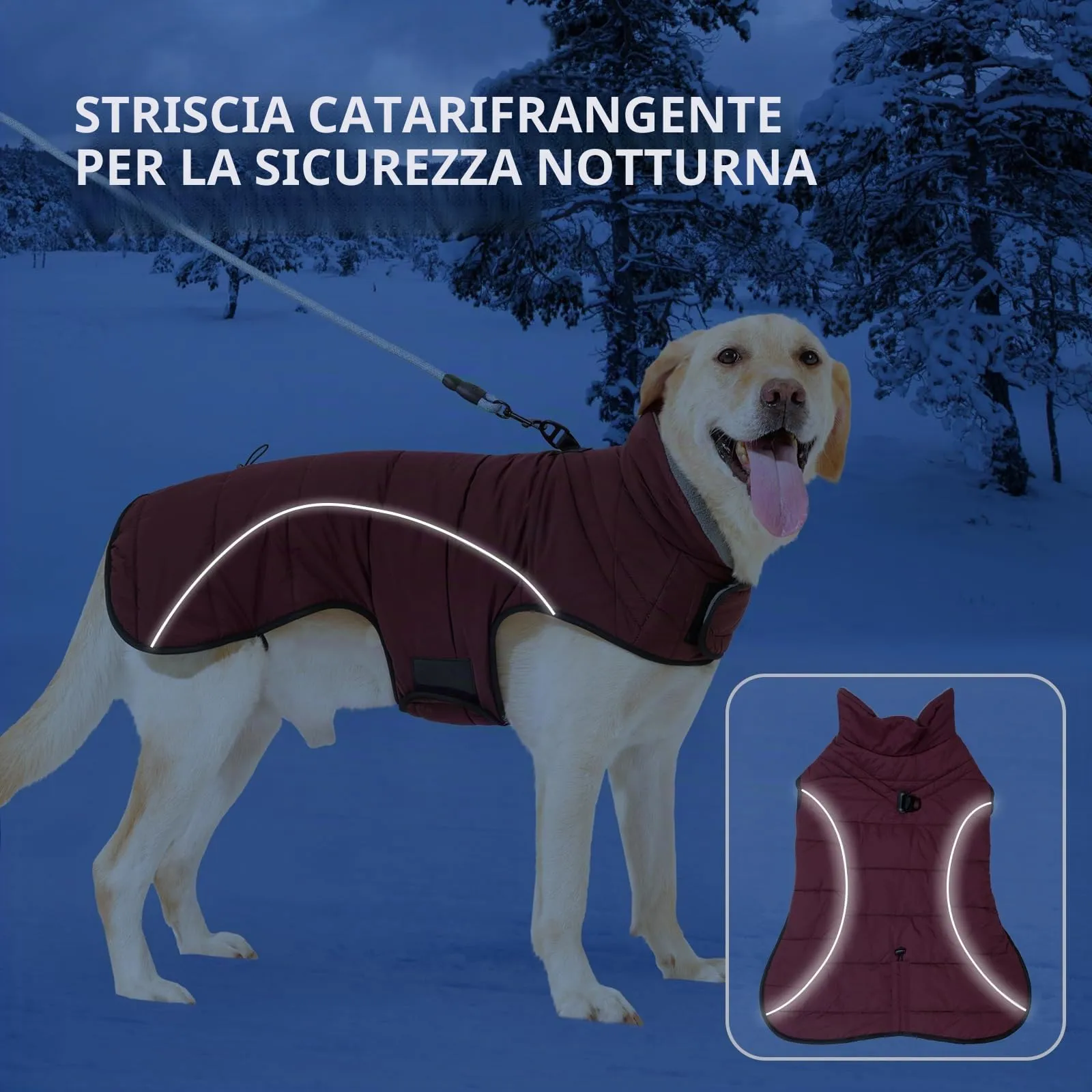 HEYWEAN Cappotto per cani Giacca impermeabile cane Cappotto invernale caldo con anello D Cappotti in pile cane Riflettente Impermeabile caldo Giacca invernale per cani di taglia piccola media e grande - immagine 5