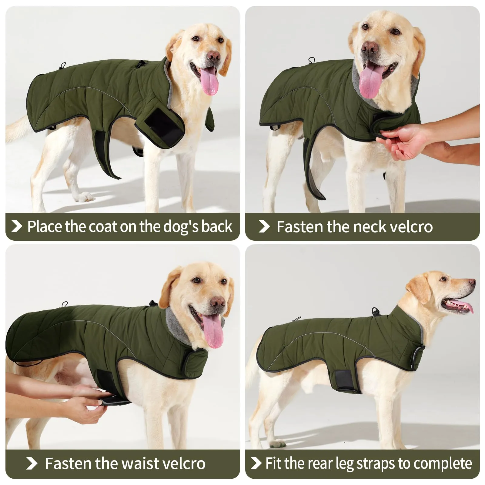 HEYWEAN Cappotto per cani Giacca impermeabile cane Cappotto invernale caldo con anello D Cappotti in pile cane Riflettente Impermeabile caldo Giacca invernale per cani di taglia piccola media e grande - immagine 6