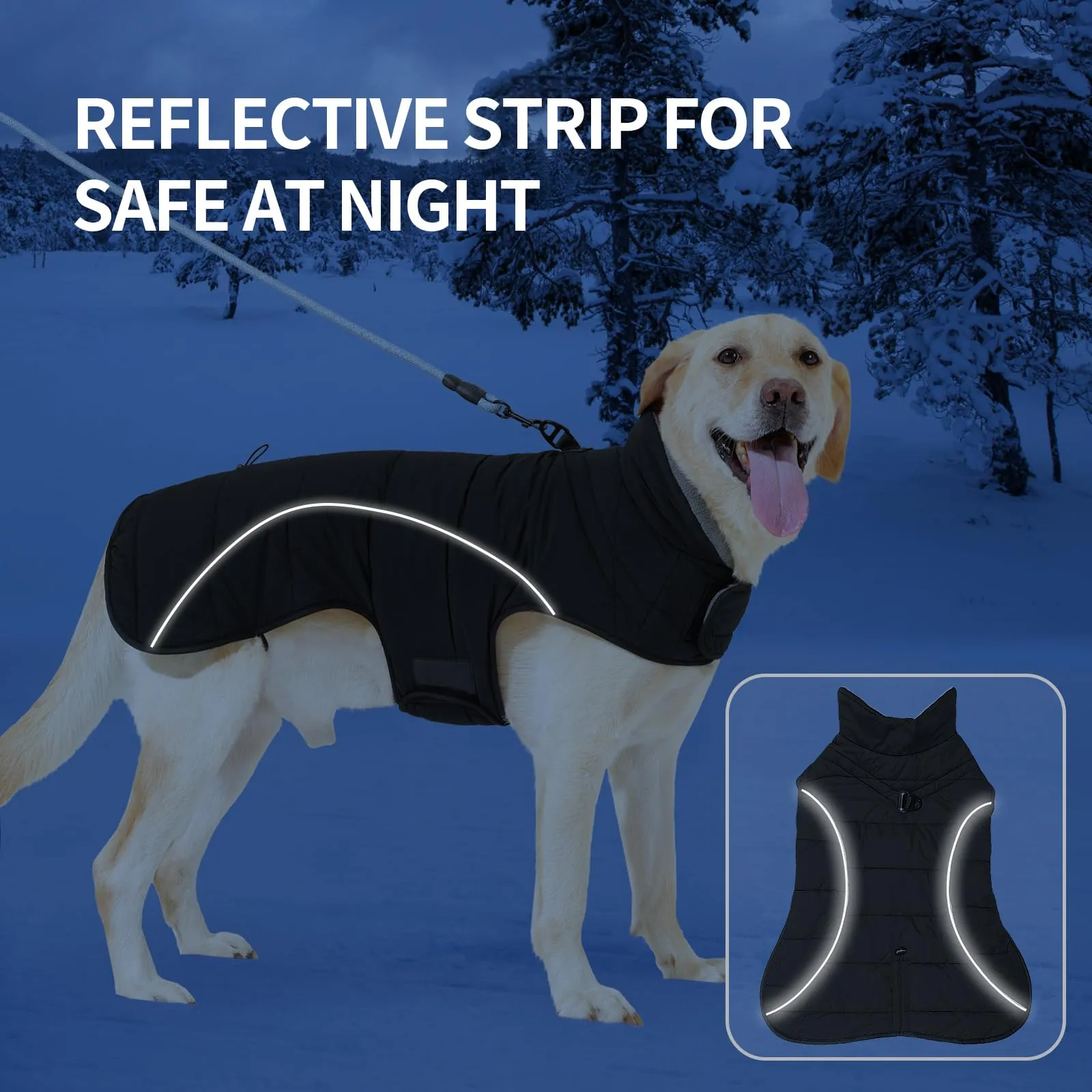 HEYWEAN Cappotto per cani Giacca impermeabile cane Cappotto invernale caldo con anello D Cappotti in pile cane Riflettente Impermeabile caldo Giacca invernale per cani di taglia piccola media e grande - immagine 5