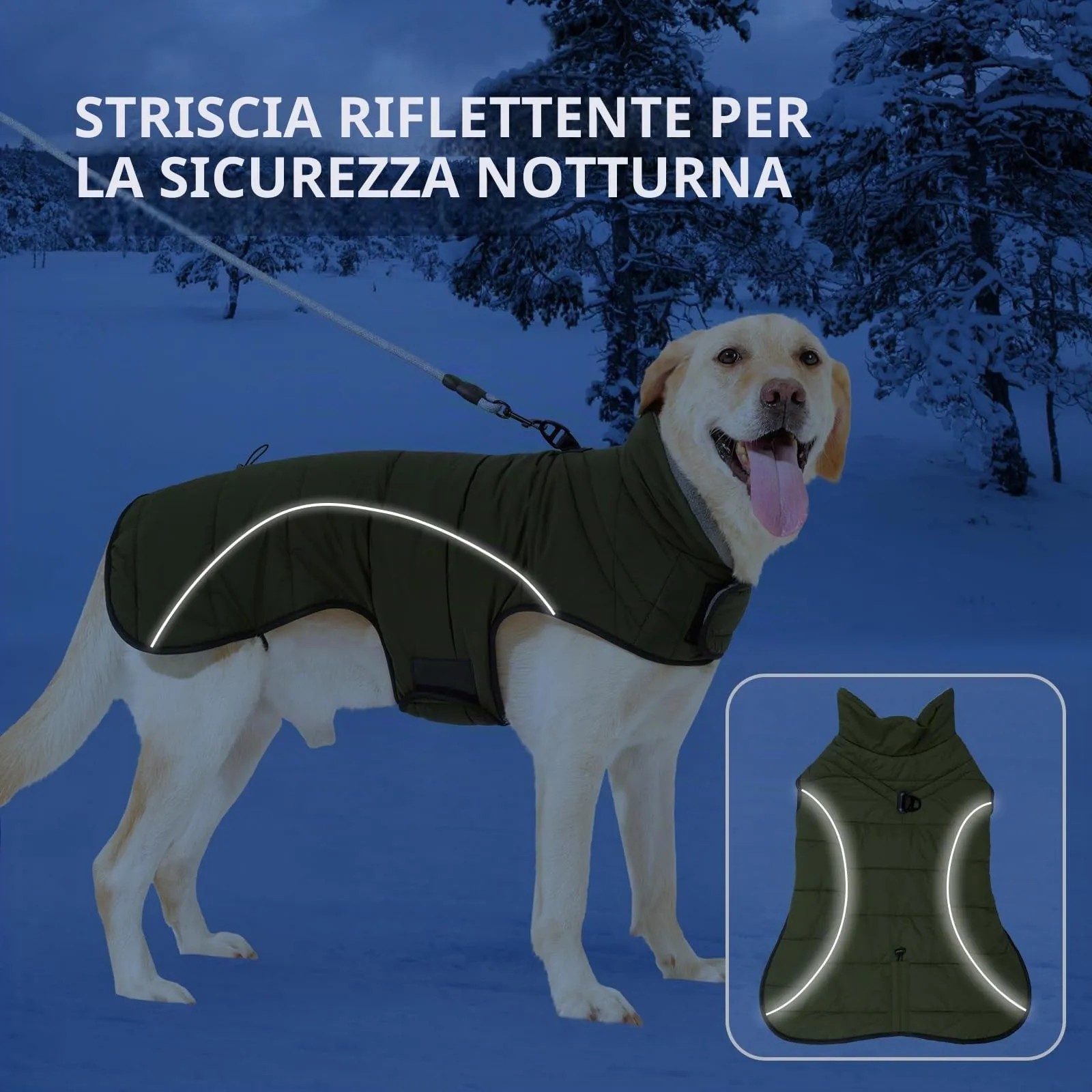 HEYWEAN Cappotto per cani Giacca impermeabile cane Cappotto invernale caldo con anello D Cappotti in pile cane Riflettente Impermeabile caldo Giacca invernale per cani di taglia piccola media e grande - immagine 5