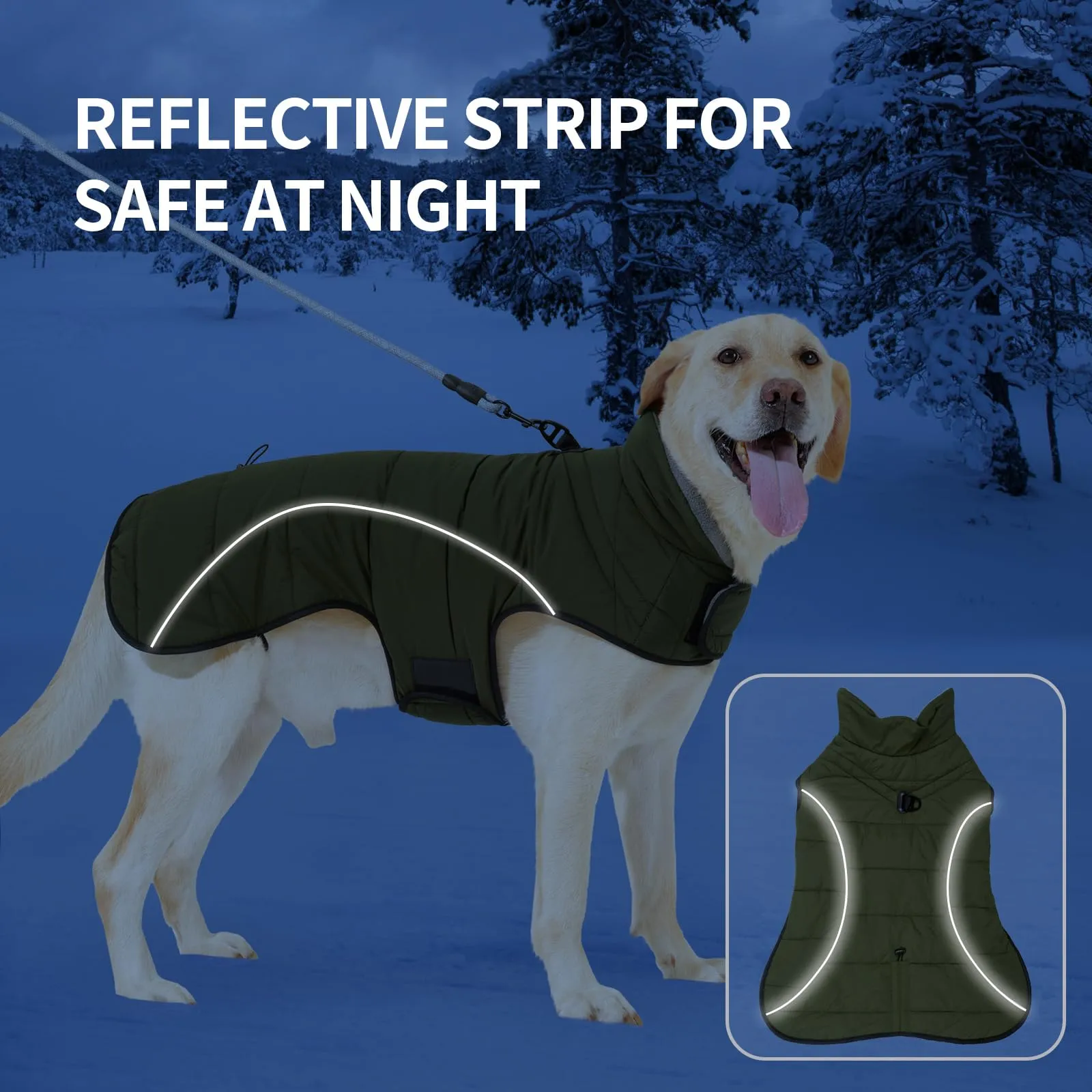 HEYWEAN Cappotto per cani Giacca impermeabile cane Cappotto invernale caldo con anello D Cappotti in pile cane Riflettente Impermeabile caldo Giacca invernale per cani di taglia piccola media e grande - immagine 5