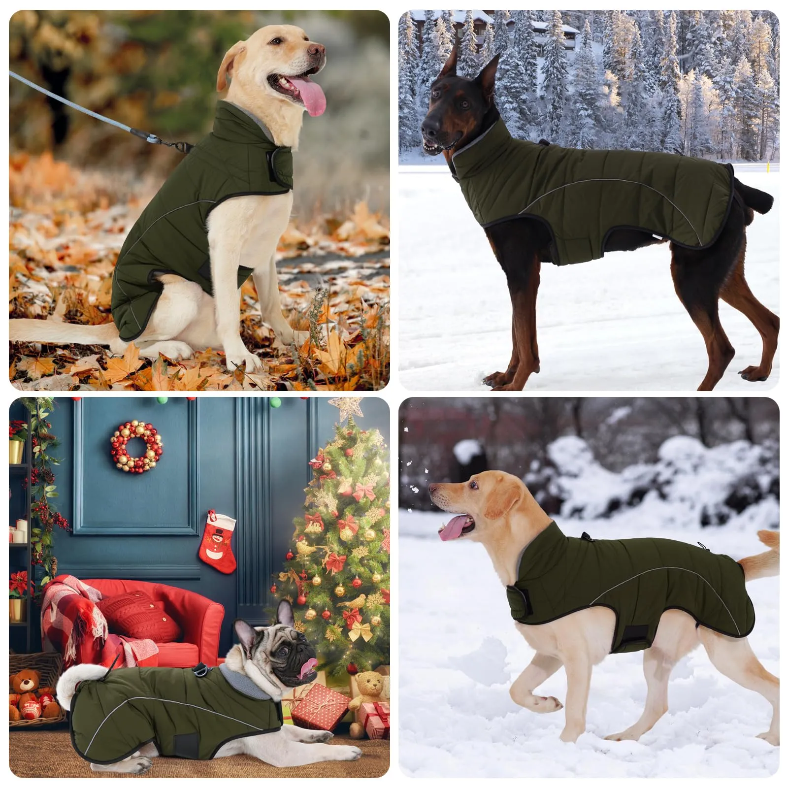 HEYWEAN Cappotto per cani Giacca impermeabile cane Cappotto invernale caldo con anello D Cappotti in pile cane Riflettente Impermeabile caldo Giacca invernale per cani di taglia piccola media e grande - immagine 7