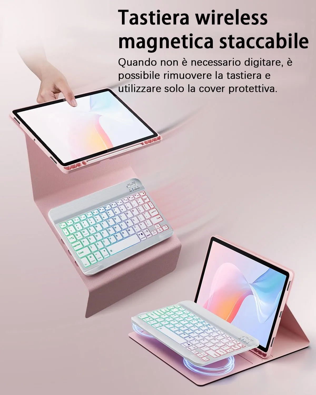 Tastiera Mouse Cover Per Samsung Galaxy Tab S10 Ultra/S9 Ultra/S8 Ultra 14.6 Pollici Custodia Protettivar Con Wireless Bluetooth Retroilluminati Italiano Tastiera (QWERTY) Backlit Keyboard Case - immagine 8