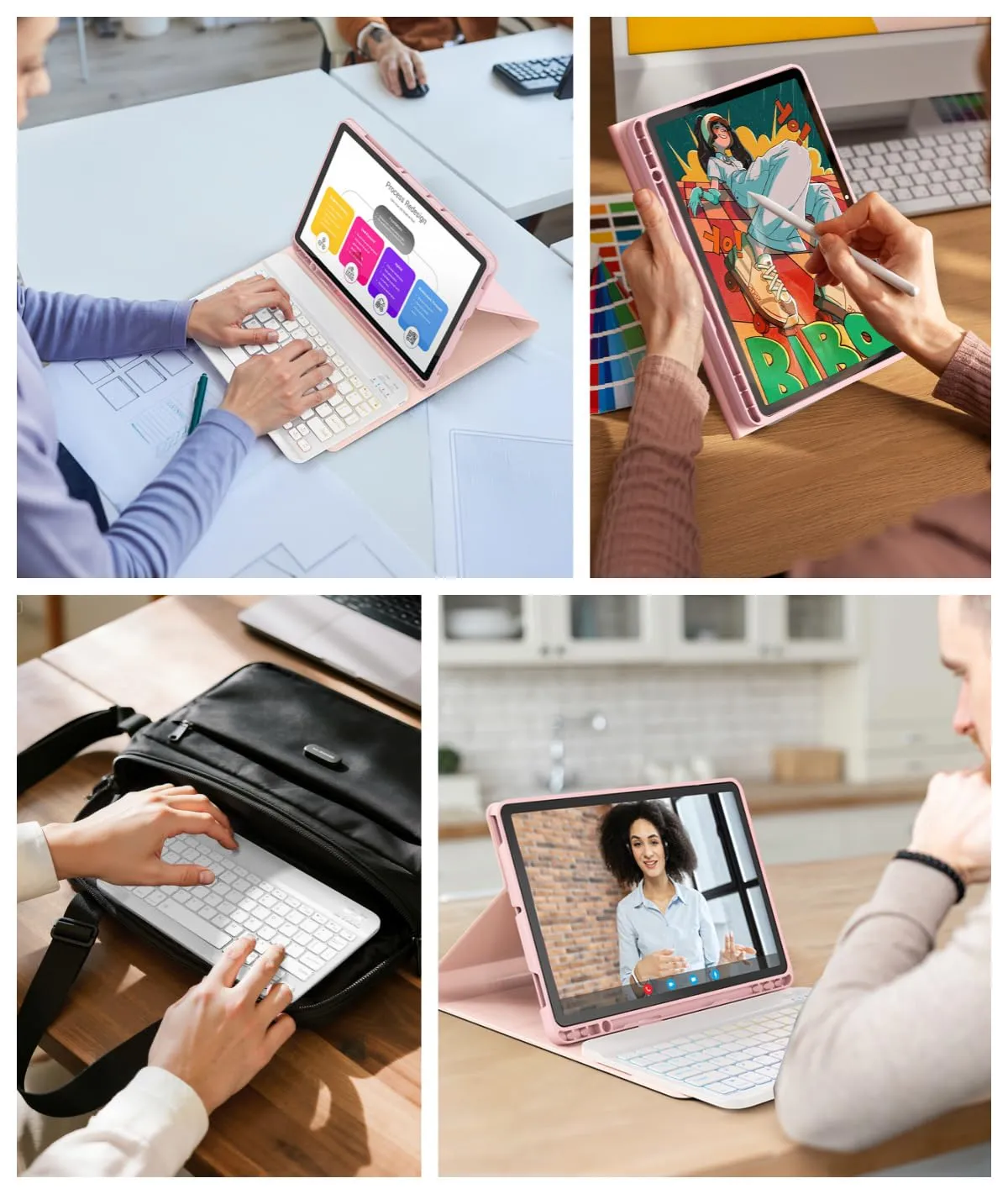 Per Samsung Galaxy Tab S10 Lite/S10 FE(2025)/S9 FE(2023)/Tab S9(2023)/Tab S8(2022)/Tab S7 (2020)10,9-11 Pollici Cover Con Bluetooth Italiano(QWERTY)Tastiera Retroilluminati Mouse Backlit Keyboard Case - immagine 9