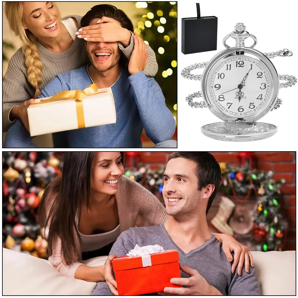 OFFCUP Orologio da Tasca al Quarzo Vintage con Catena Confezione Regalo - immagine 7