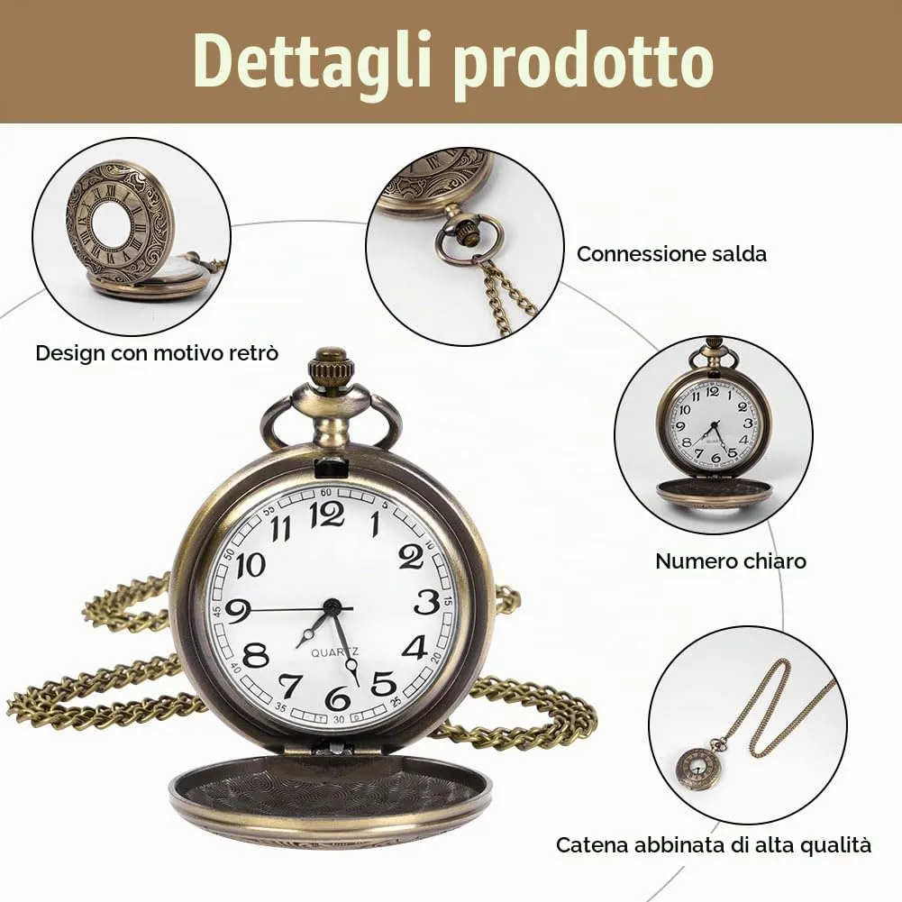 OFFCUP Orologio da Tasca al Quarzo Vintage con Catena Confezione Regalo - immagine 3