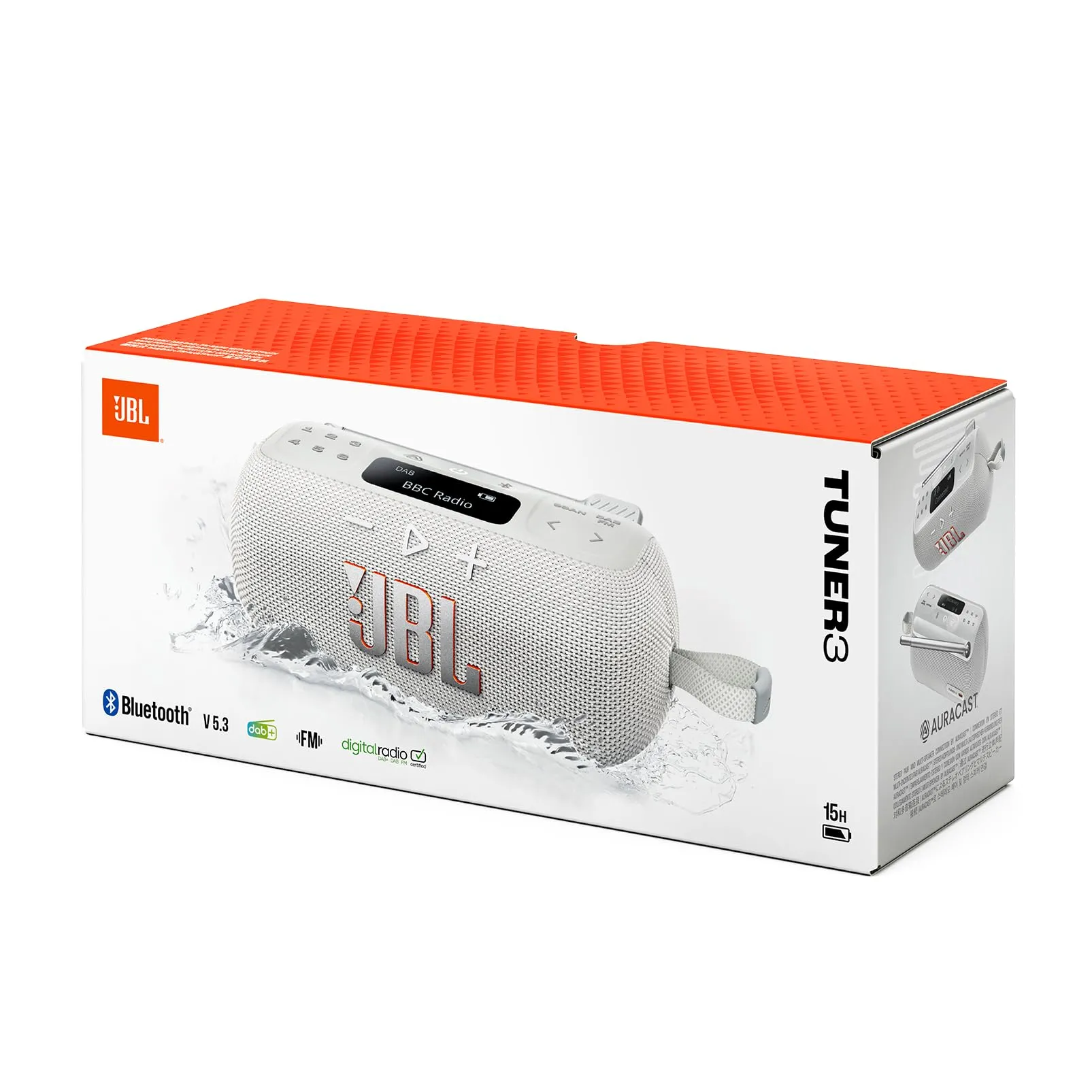 JBL Tuner 3, Radio Bluetooth Portatile, DAB/DAB+/FM, Bianco - immagine 2
