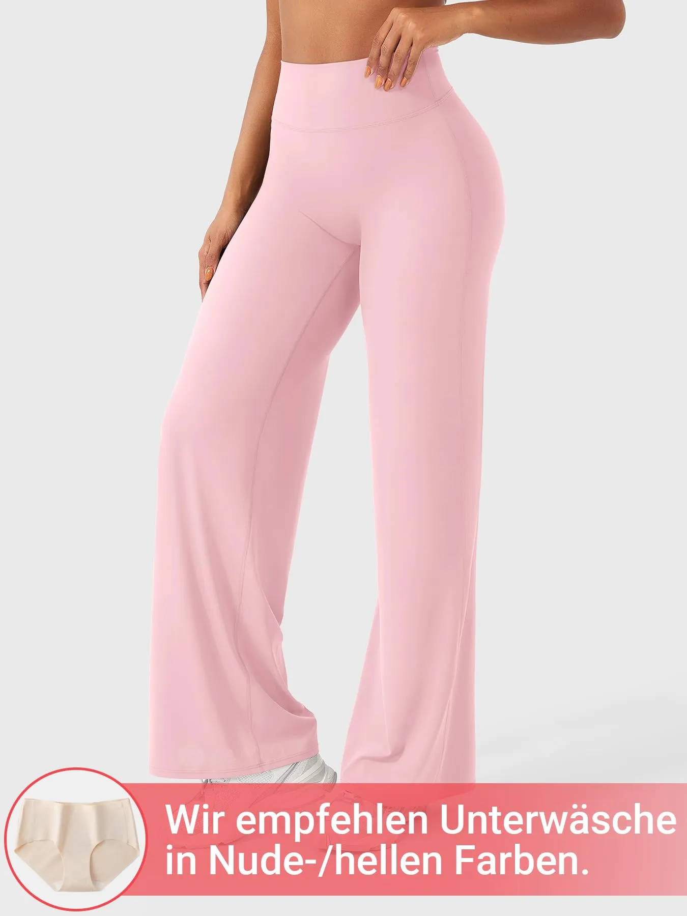 ZAAYO - Pantaloni da yoga senza cuciture da donna, leggings dritti a vita alta, leggings a svasatura, leggings sportivi da yoga per donne, leggings opachi da allenamento, Rosa confetto, XS - immagine 4