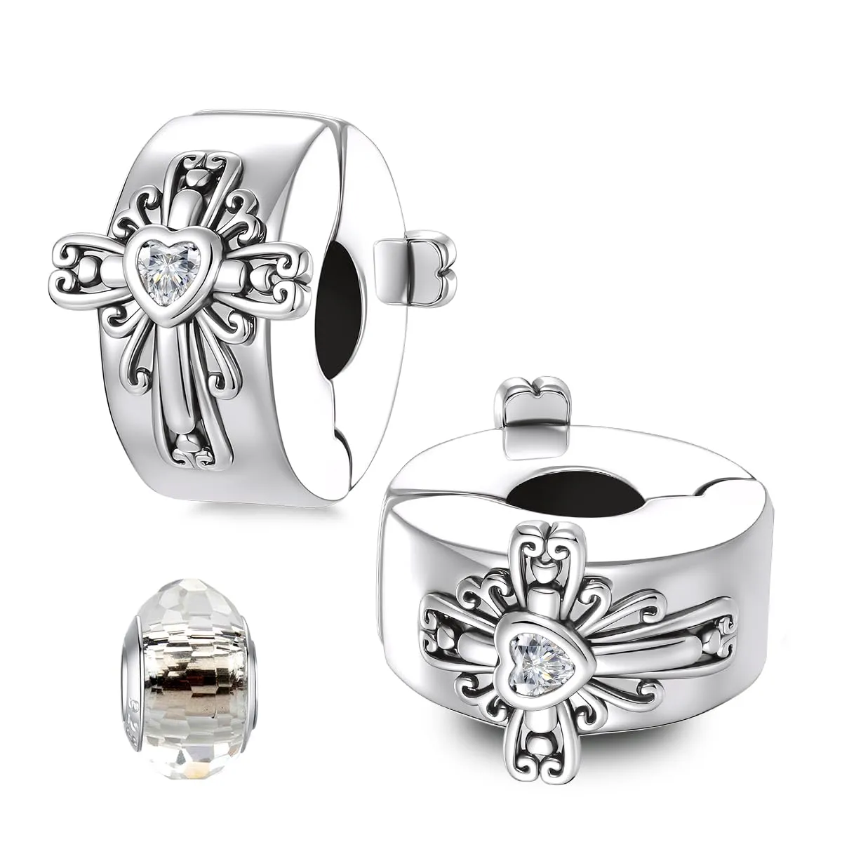 LNQOBU Clip/Stopper Charms per Bracciale Argento 925 Pave Cubic Zirconia Bead Stella Luna Farfalla Blu Gioielli Regalo per Donna - immagine 1