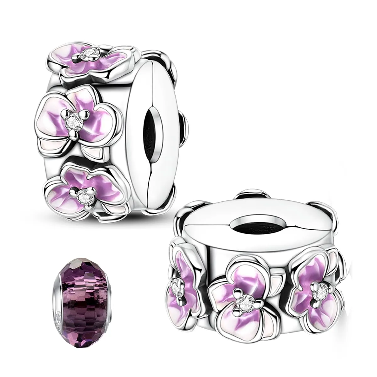 LNQOBU Clip/Stopper Charms per Bracciale Argento 925 Pave Cubic Zirconia Bead Stella Luna Farfalla Blu Gioielli Regalo per Donna - immagine 1