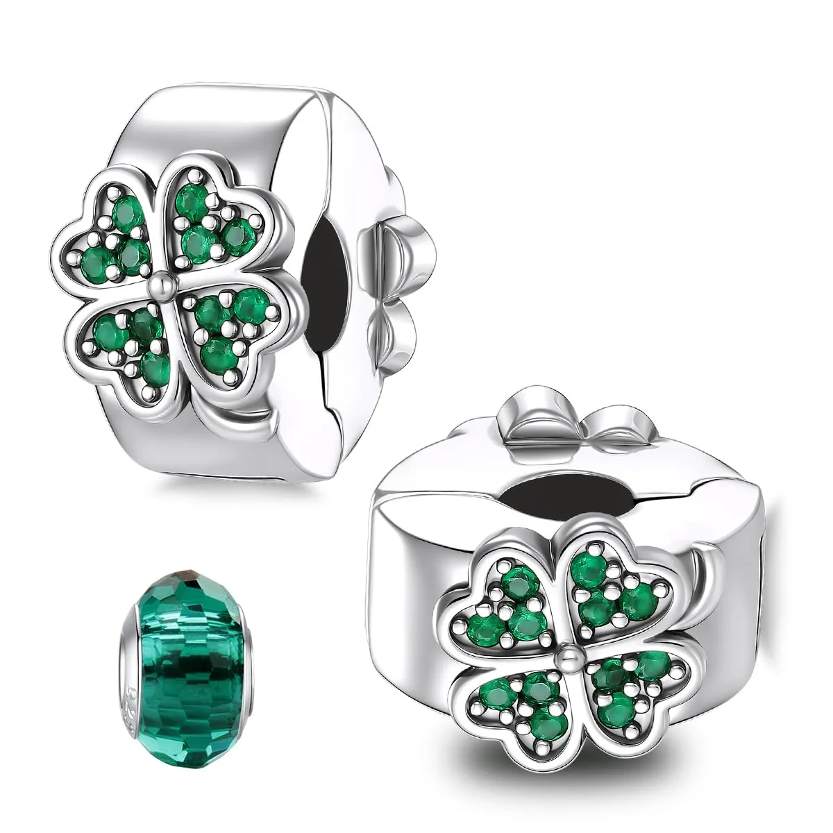 LNQOBU Clip/Stopper Charms per Bracciale Argento 925 Pave Cubic Zirconia Bead Stella Luna Farfalla Blu Gioielli Regalo per Donna - immagine 1