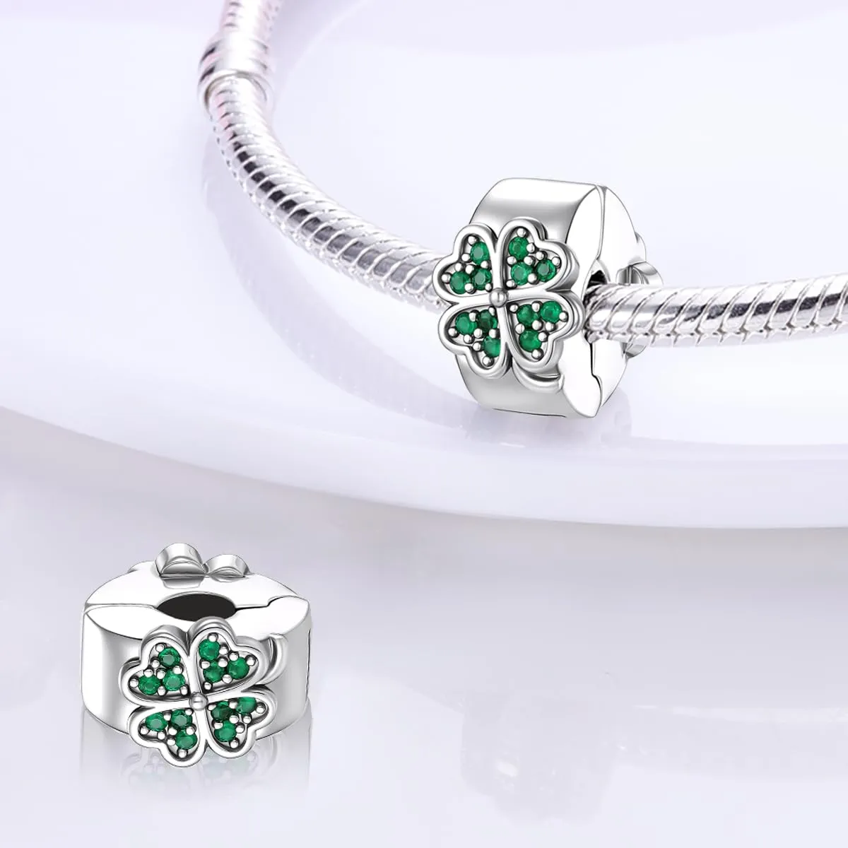 LNQOBU Clip/Stopper Charms per Bracciale Argento 925 Pave Cubic Zirconia Bead Stella Luna Farfalla Blu Gioielli Regalo per Donna - immagine 3