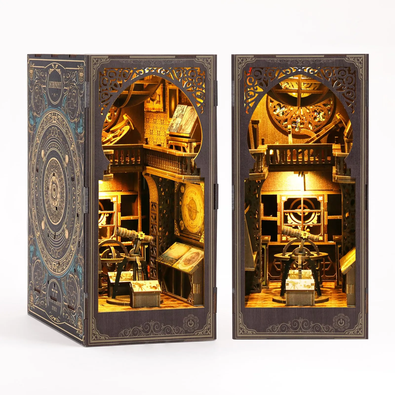 Kit Diy Book Nook, Collezione Di Libri Vintage, Puzzle In Legno In Miniatura Fai Da Te Con Luce Led, Idea Regalo Creativa Per Adulti e Adolescenti a Partire Dai 14 Anni, Museo di Astronomia - immagine 1