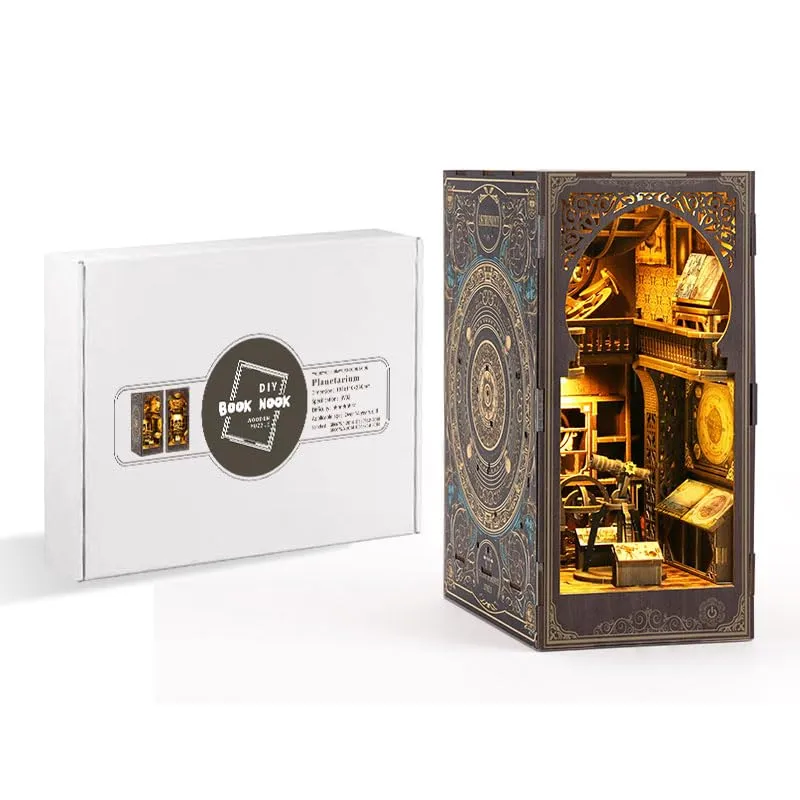 Kit Diy Book Nook, Collezione Di Libri Vintage, Puzzle In Legno In Miniatura Fai Da Te Con Luce Led, Idea Regalo Creativa Per Adulti e Adolescenti a Partire Dai 14 Anni, Museo di Astronomia - immagine 7
