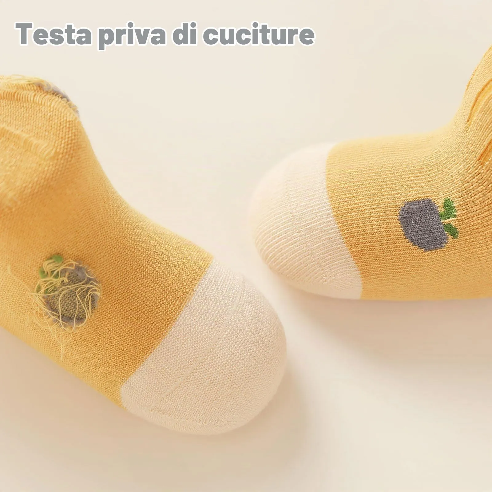 QIYIENDIAN Calzini antiscivolo per bambini in cotone 5 paia calzini neonati animati(Blue fruit,0-1Y - immagine 3