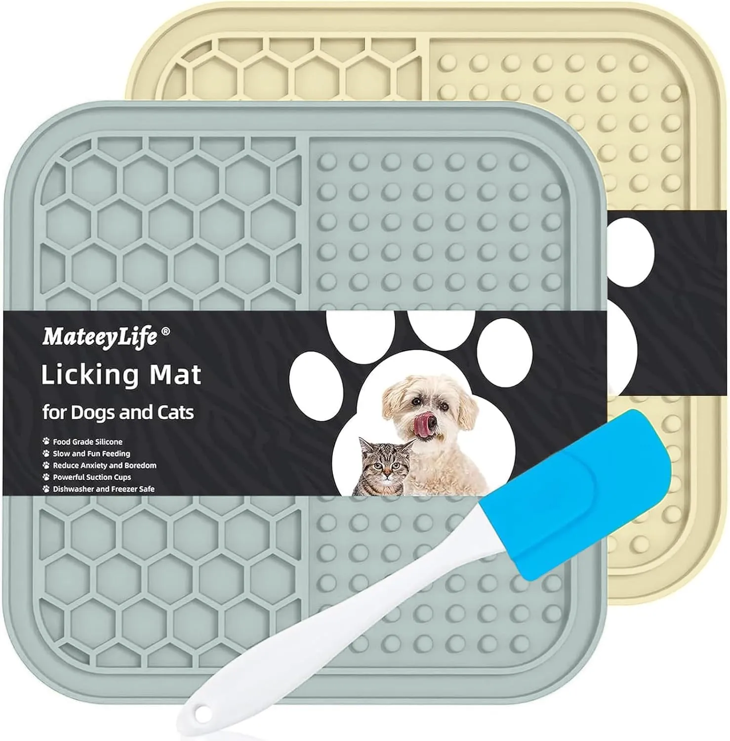 Mateeylife 2 PCS lick mat per cani con Ventosa,Grande Tappetino da leccare - immagine 1