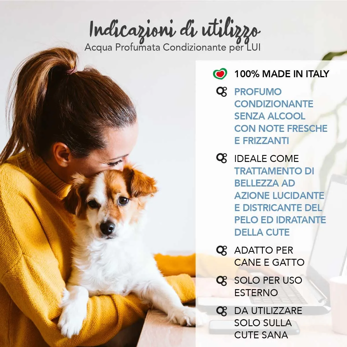 YUUP! - Acqua profumata condizionante per cane e gatto senza alcool PER LUI, 150 ml, profumo a lunga durata con note di Sandalo, Muschio e Vetiver - immagine 4