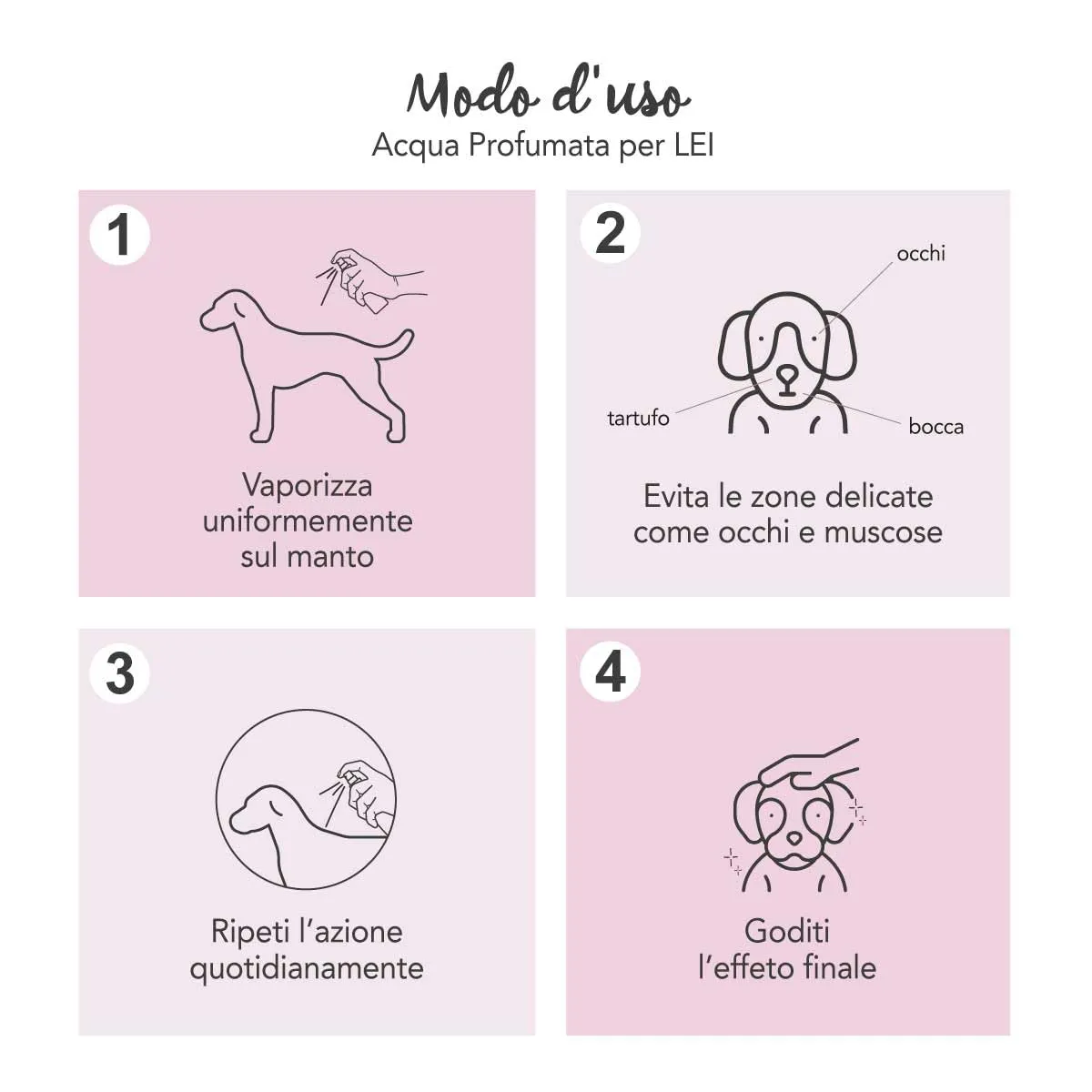 YUUP! - Acqua profumata condizionante per cane e gatto senza alcool PER LEI, 150 ml, profumo a lunga durata con note di Vaniglia, Gelsomino e Muschio Bianco - immagine 3