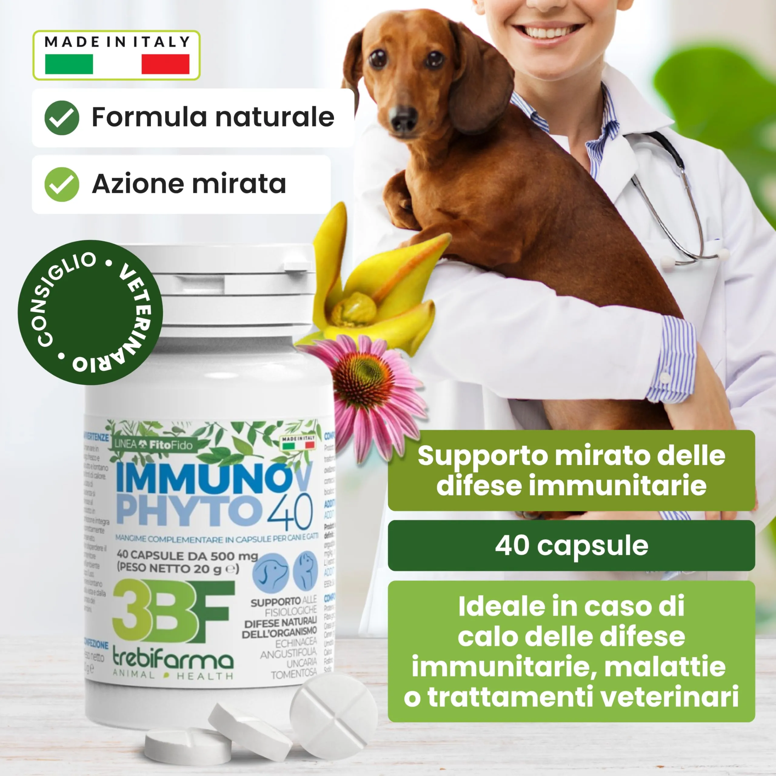 Trebifarma Immunov Phyto 40 cpr per il Sistema Immunitario di Cani e Gatti - immagine 4