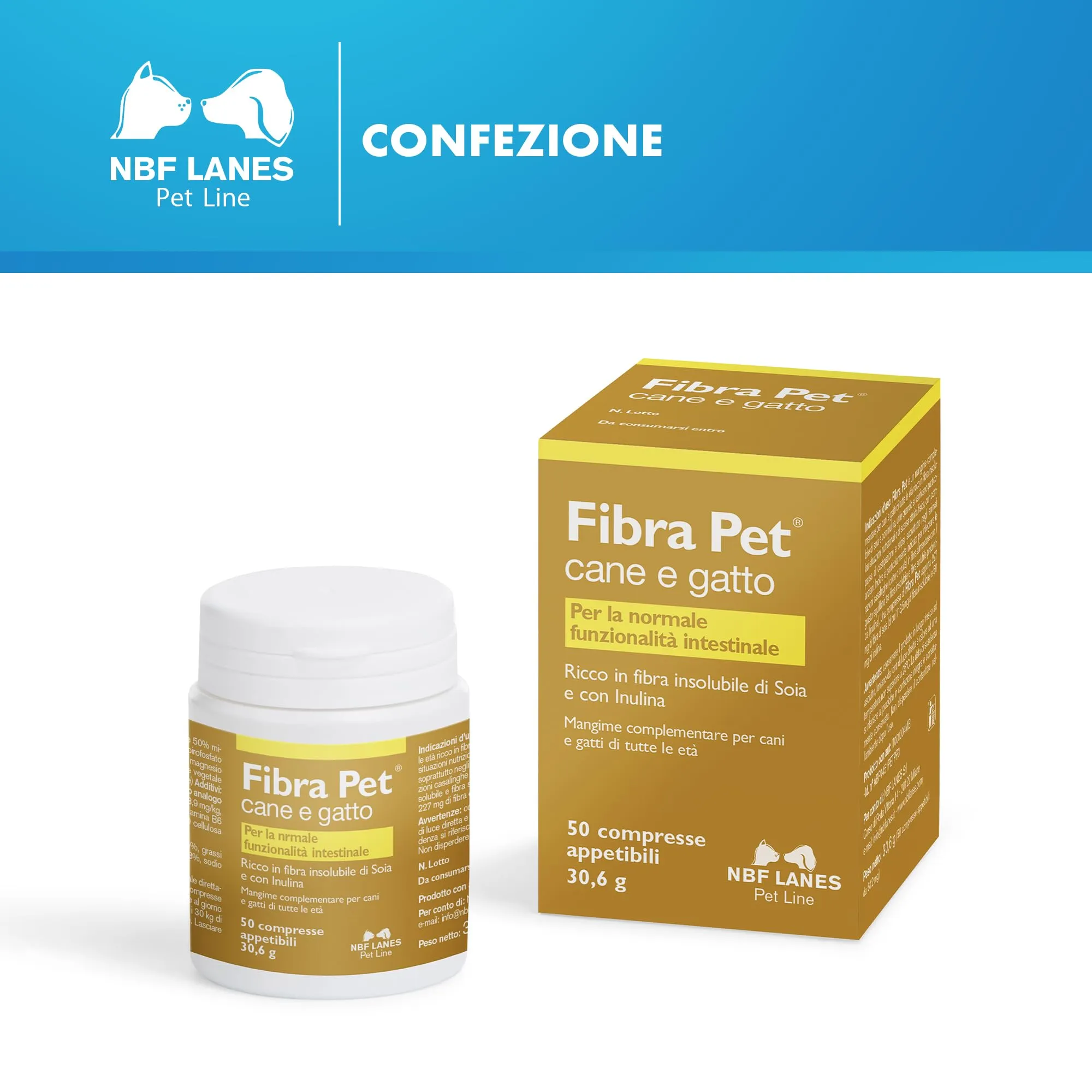 NBF Lanes | Fibra Pet Cane e Gatto, 50 Compresse Appetibili, per la Normale Funzionalità Intestinale - immagine 6
