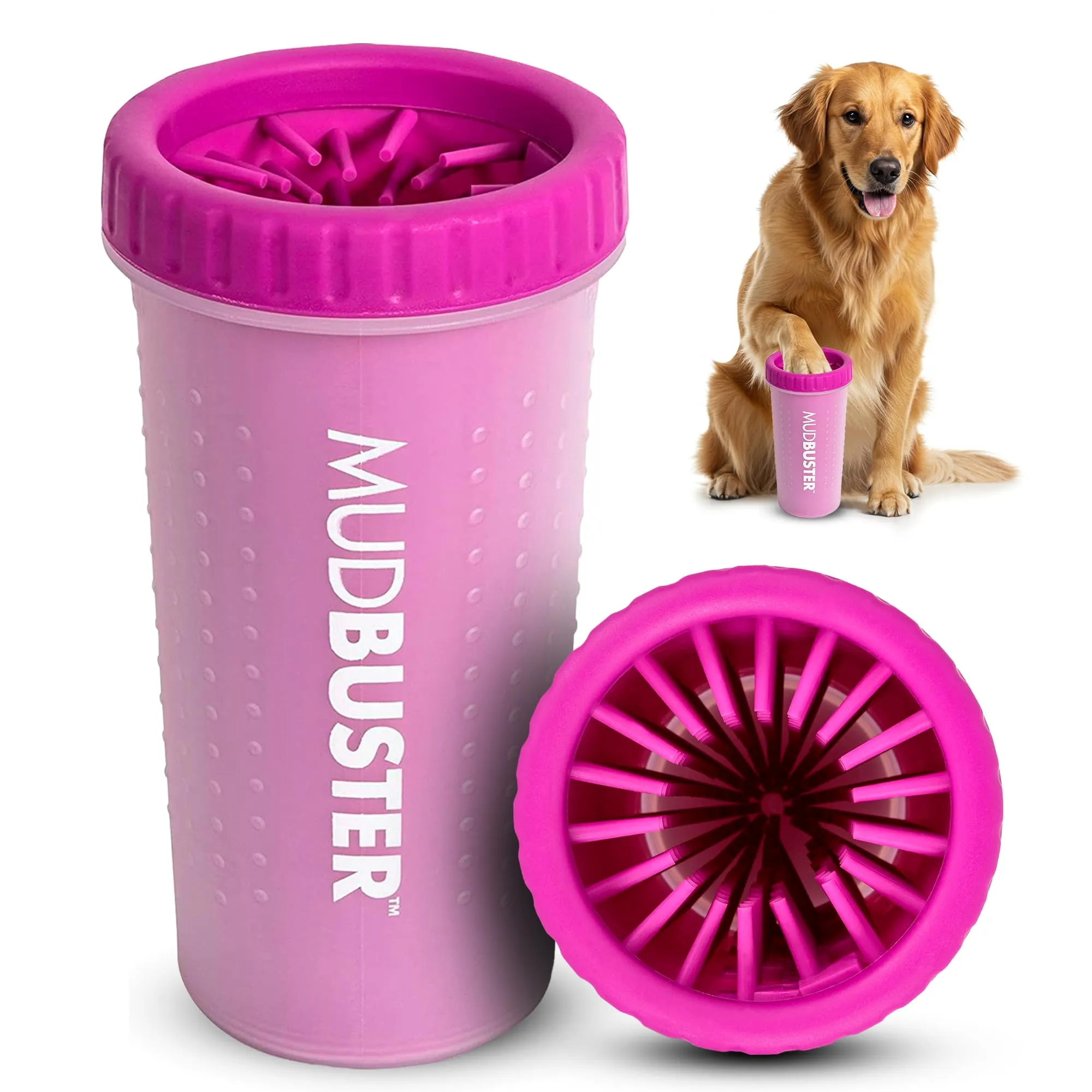 Dexas MudBuster Pulitore per zampe di cani portatile, misura L, fucsia - immagine 1