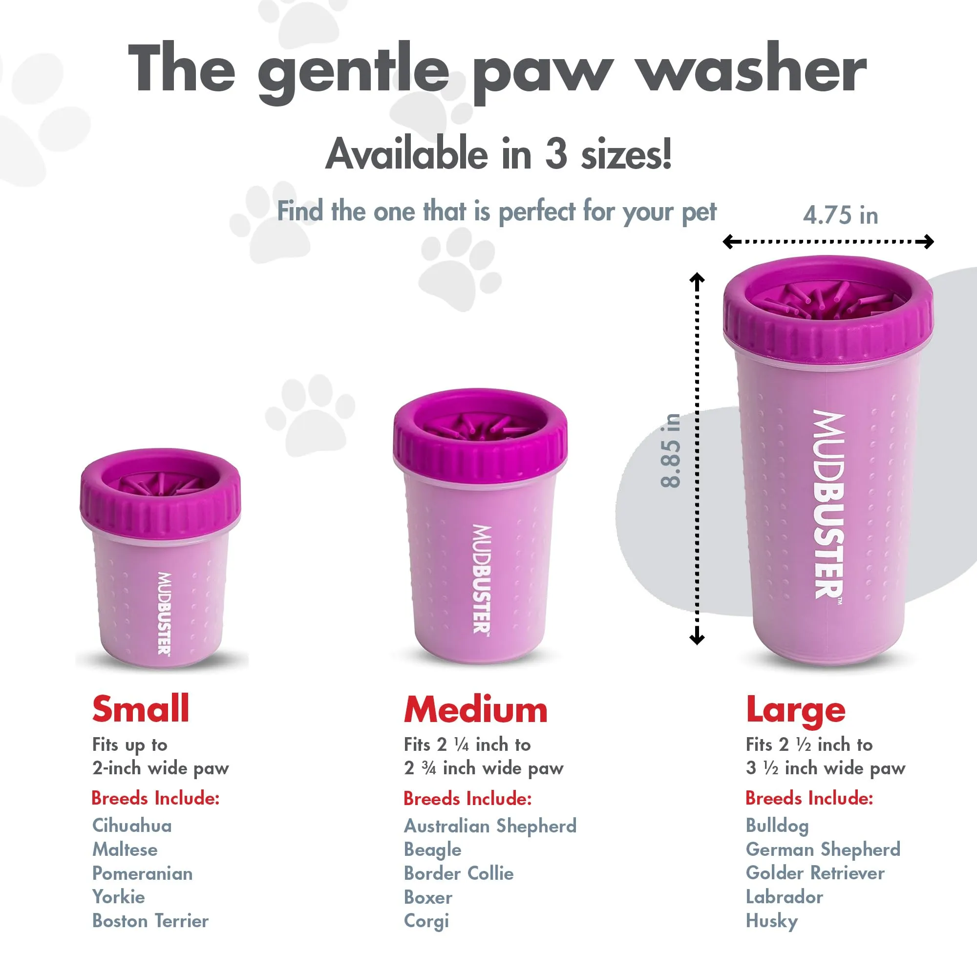 Dexas MudBuster Pulitore per zampe di cani portatile, misura L, fucsia - immagine 3